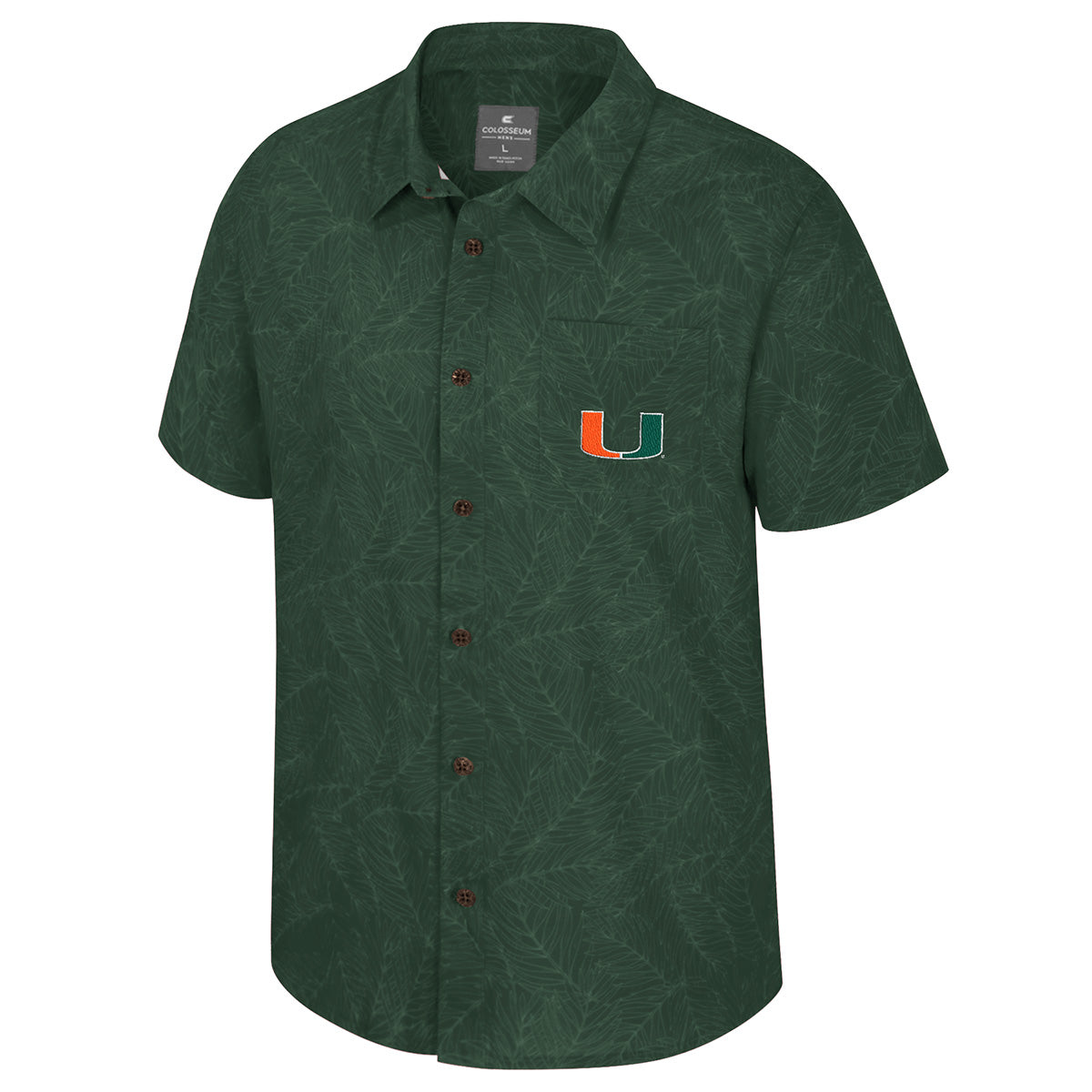 Miami Hurricanes Colosseum Duncan Camp Button Up Shirt - Green