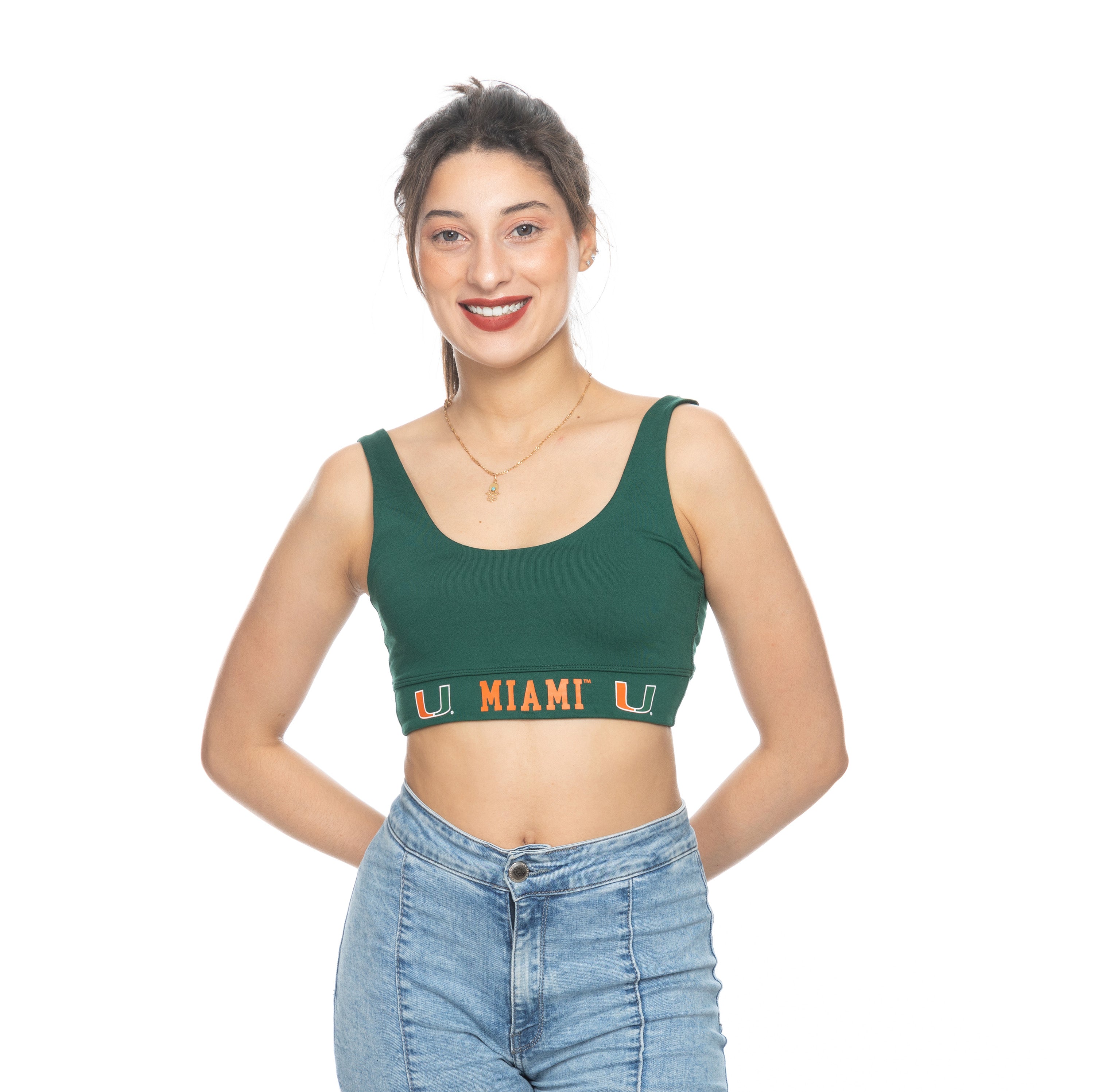 Miami Hurricanes ZooZatz Women's Sports Scoop Bra - Green