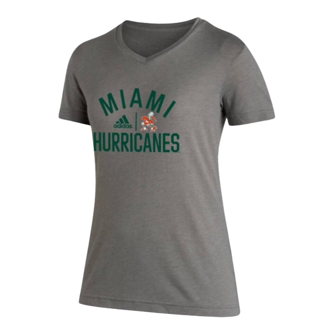 Miami Hurricanes adidas Women's Locker Sideline Heritage Tri-Blend T-Shirt - Grey