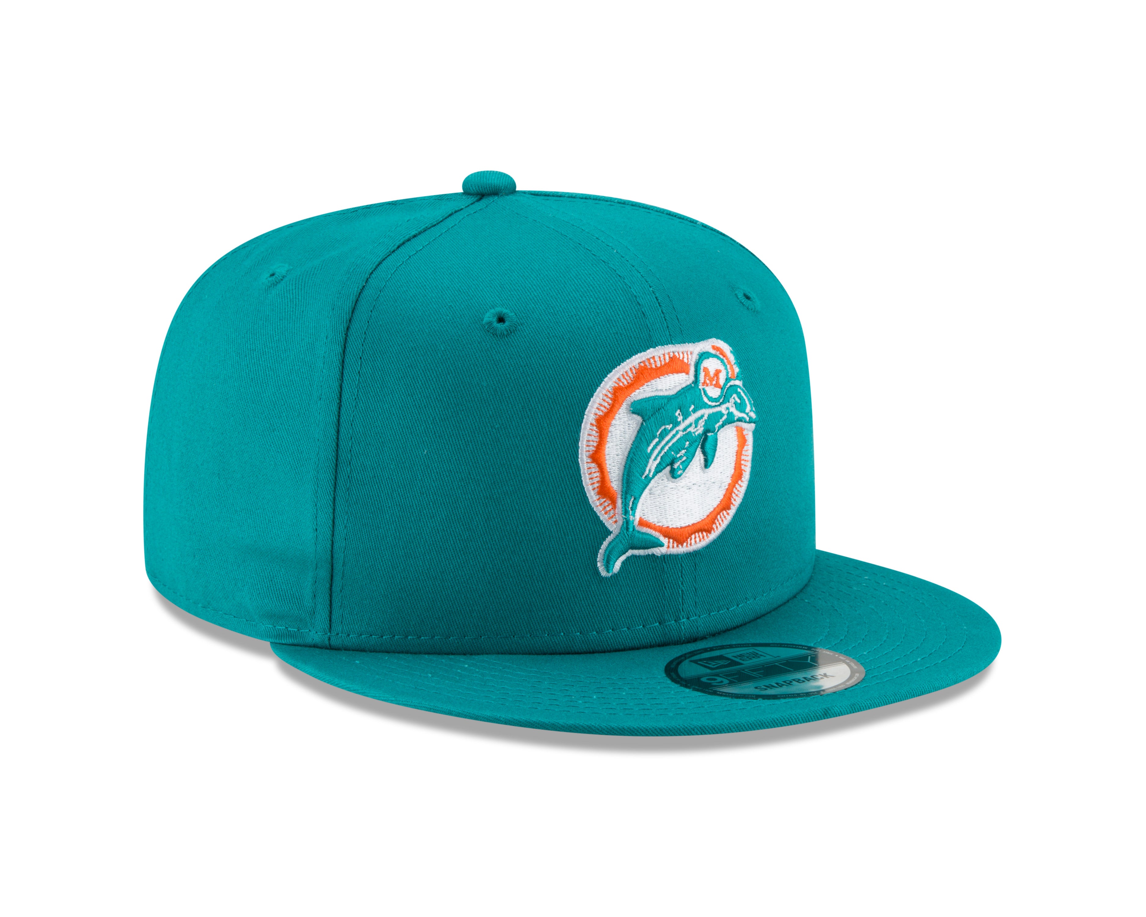 Miami Dolphins New Era Throwback Logo  9Fifty Adjustable Snapback Hat - Aqua