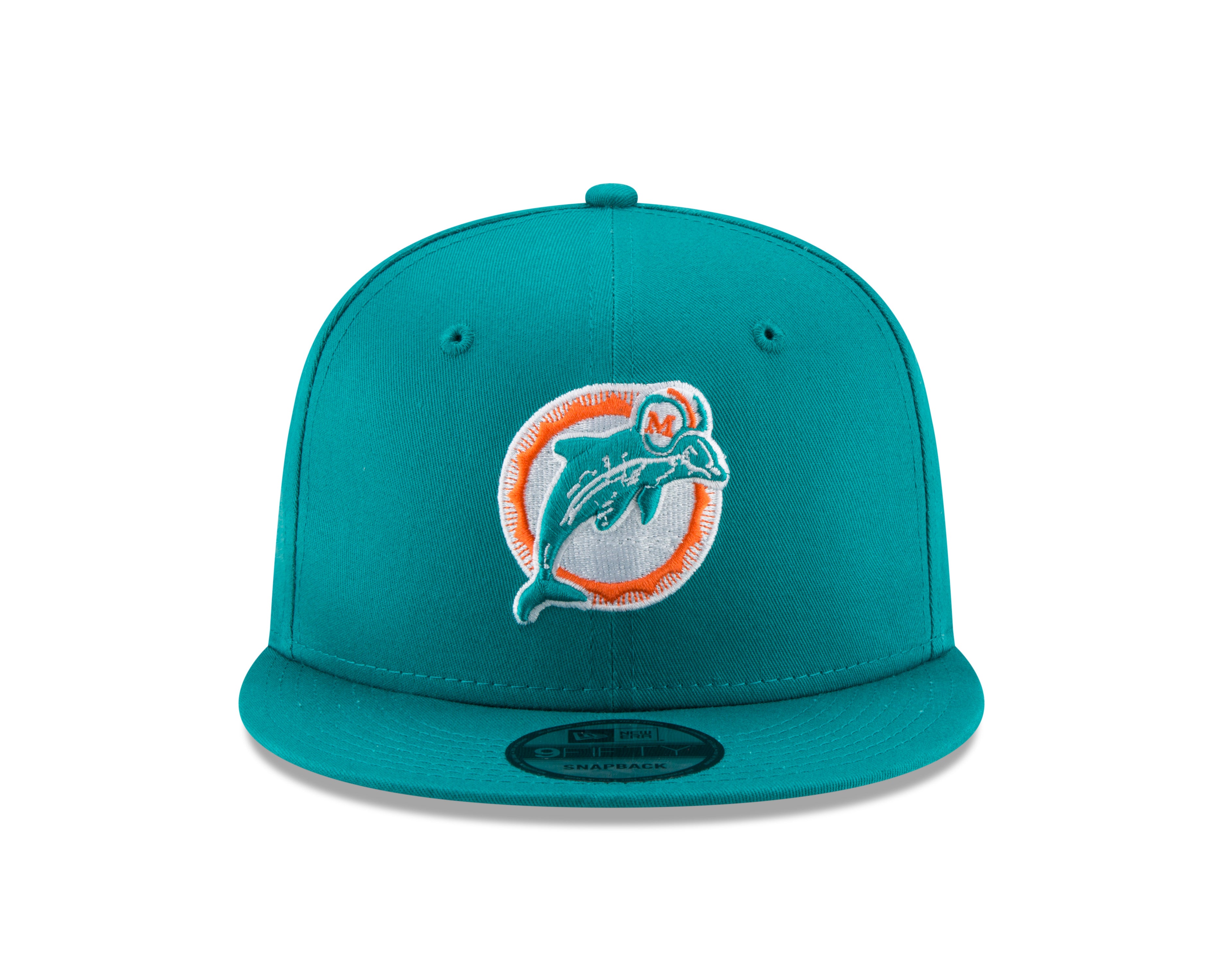 Miami Dolphins New Era Throwback Logo  9Fifty Adjustable Snapback Hat - Aqua