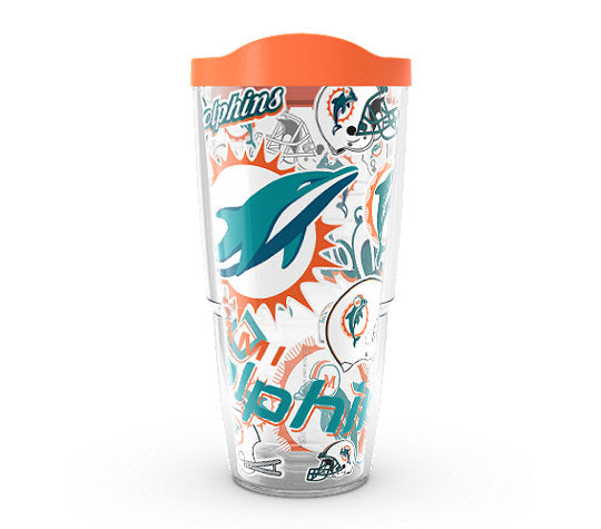 Miami Dolphins Tervis 24oz All Over Logos Tumbler w/ Lid - Clear