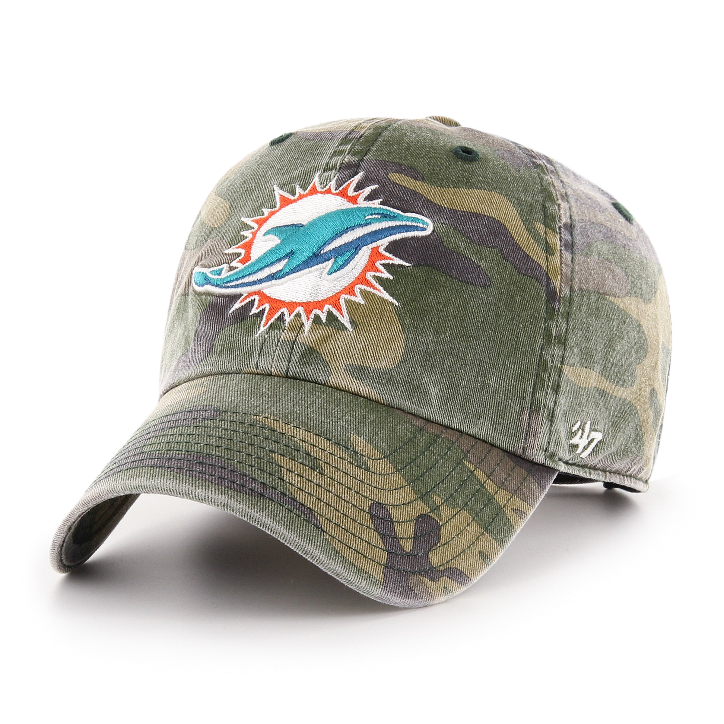 Miami Dolphins '47 Brand Camo Clean Up Adjustable Hat