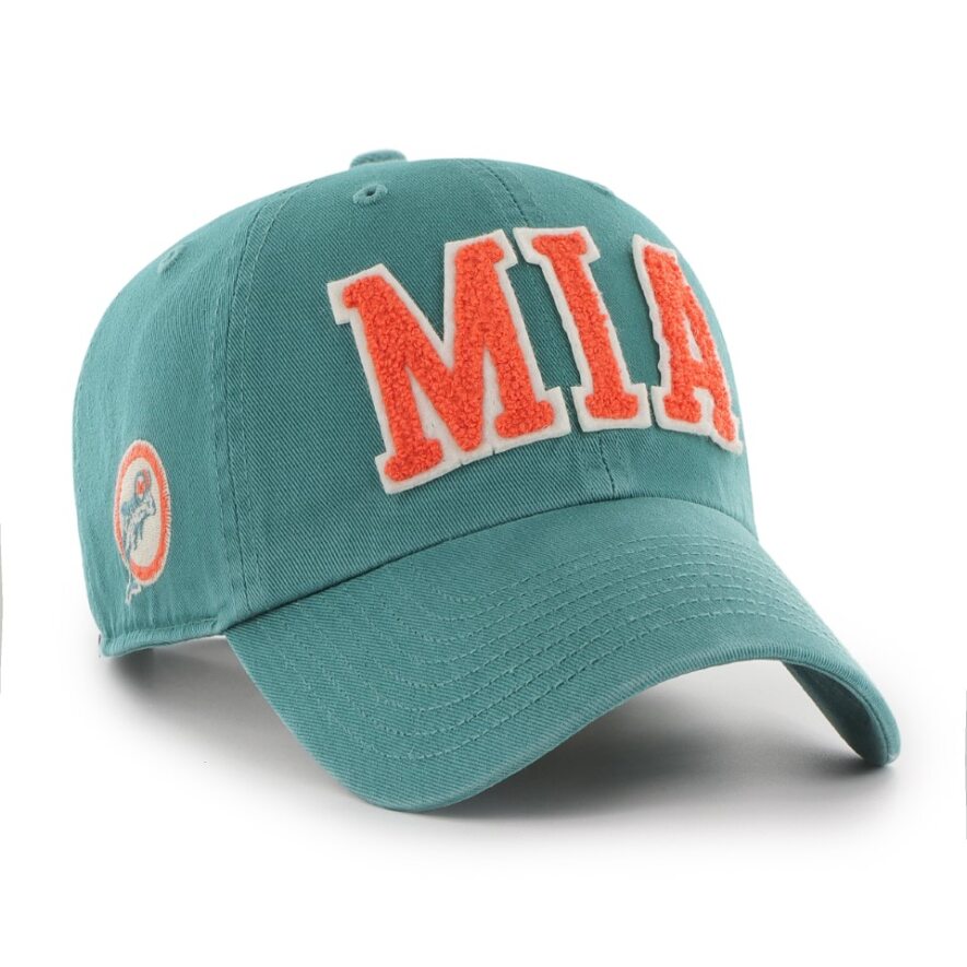 Miami Dolphins 47 Brand Legacy Tailgate Hand Off Clean Up Adjustable Original Logo Hat - Aqua