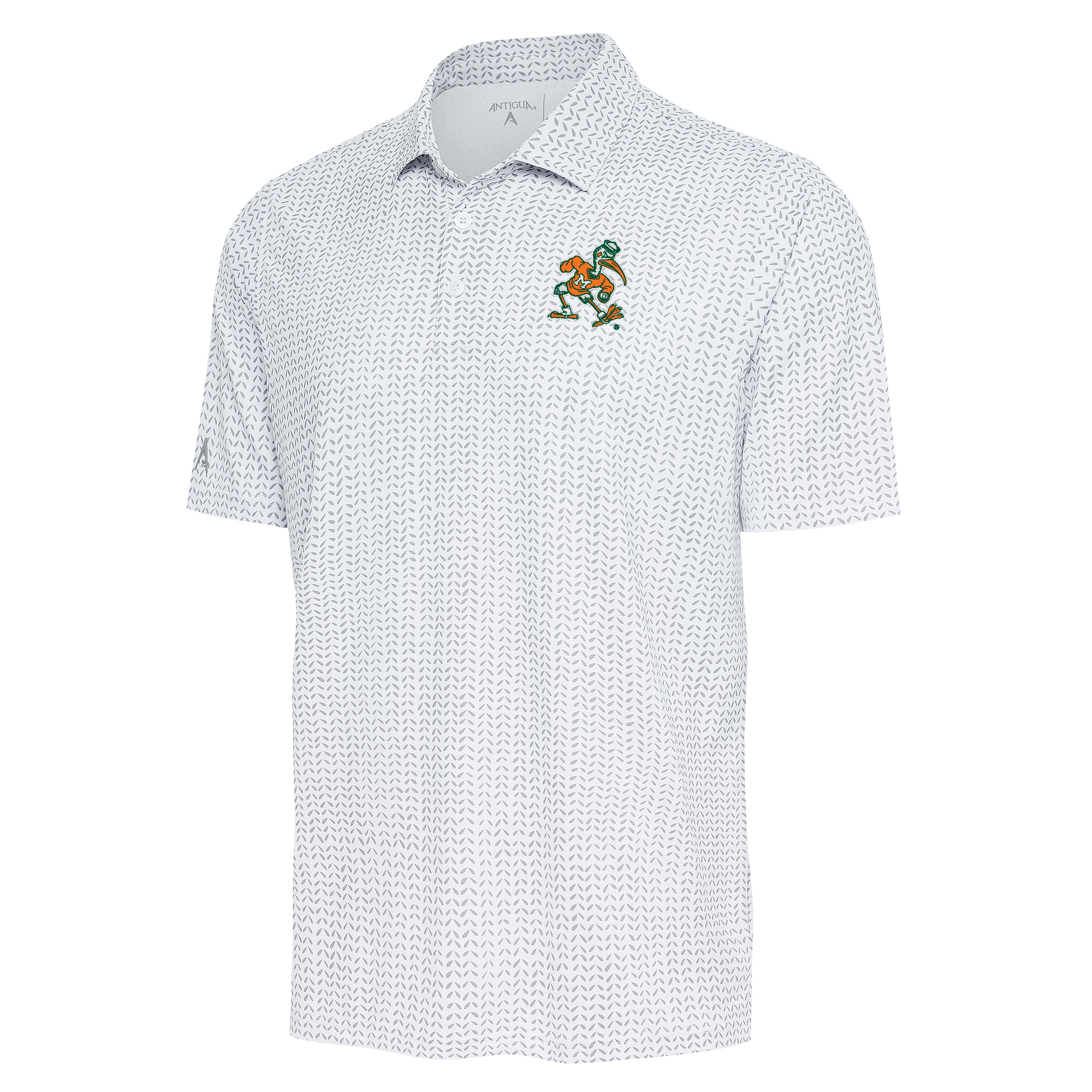 Miami Hurricanes Antigua Mashie Sebastian Polo - White / Silver