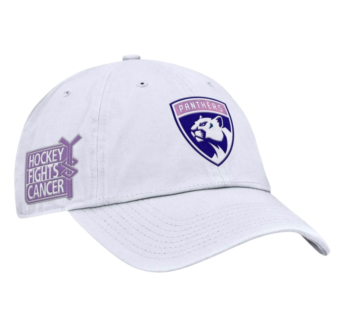 Florida Panthers Fanatics Hockey Fights Cancer Adjustable Hat - White