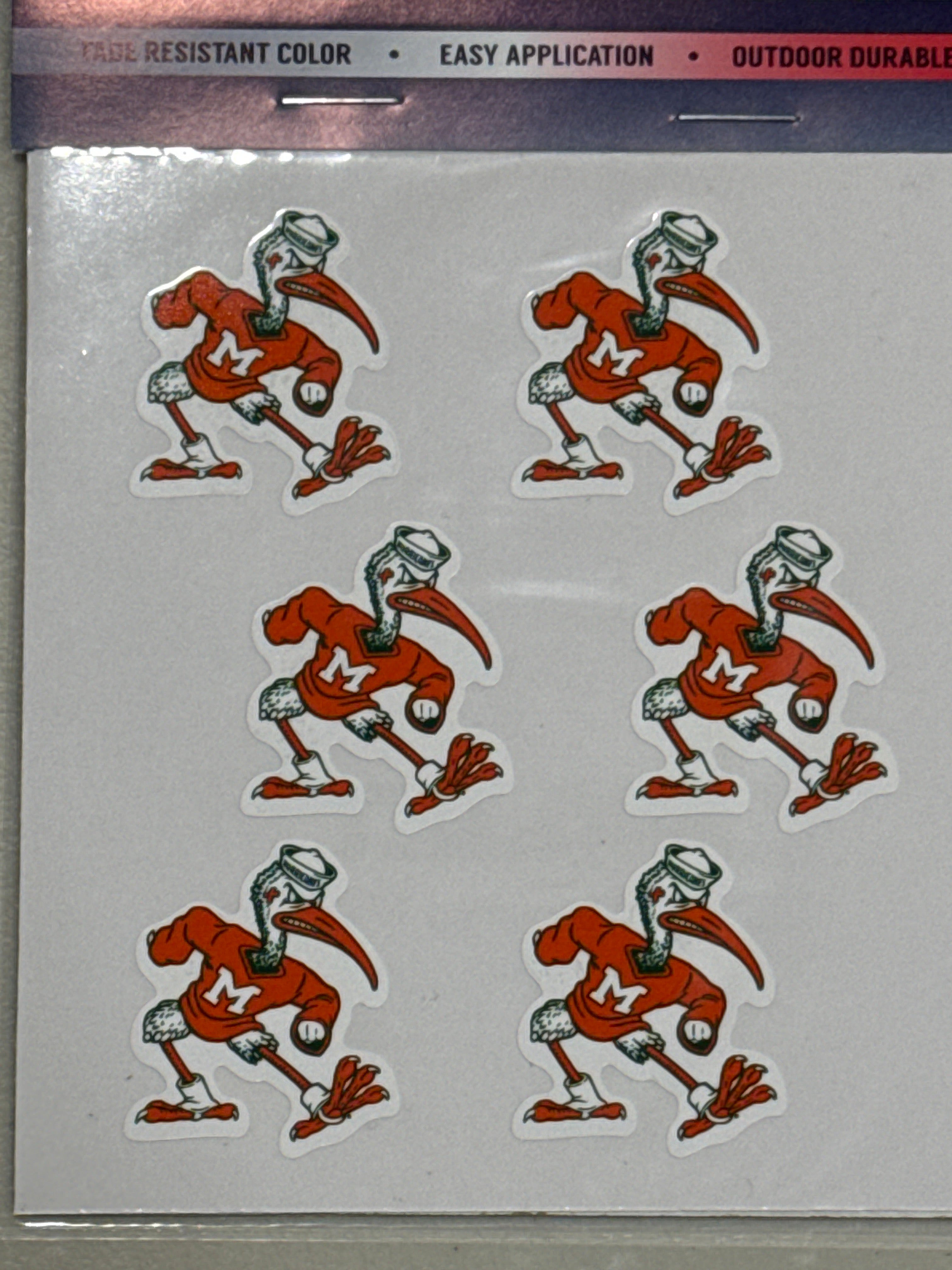 Miami Hurricanes 1" Ibis Decals (6-pack)