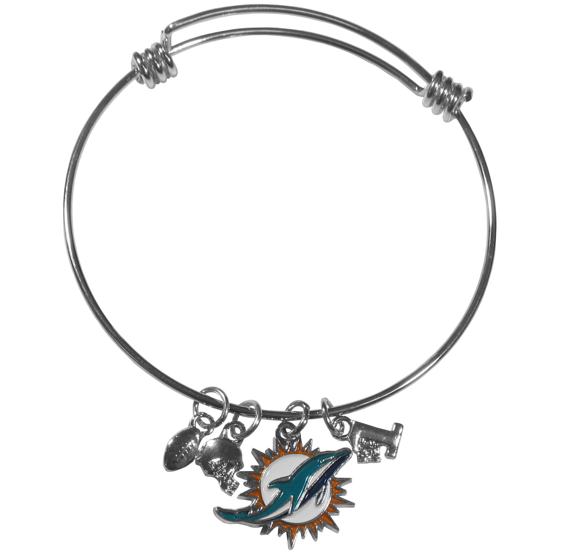 Miami Dolphins Charm Bangle Bracelet - Silver