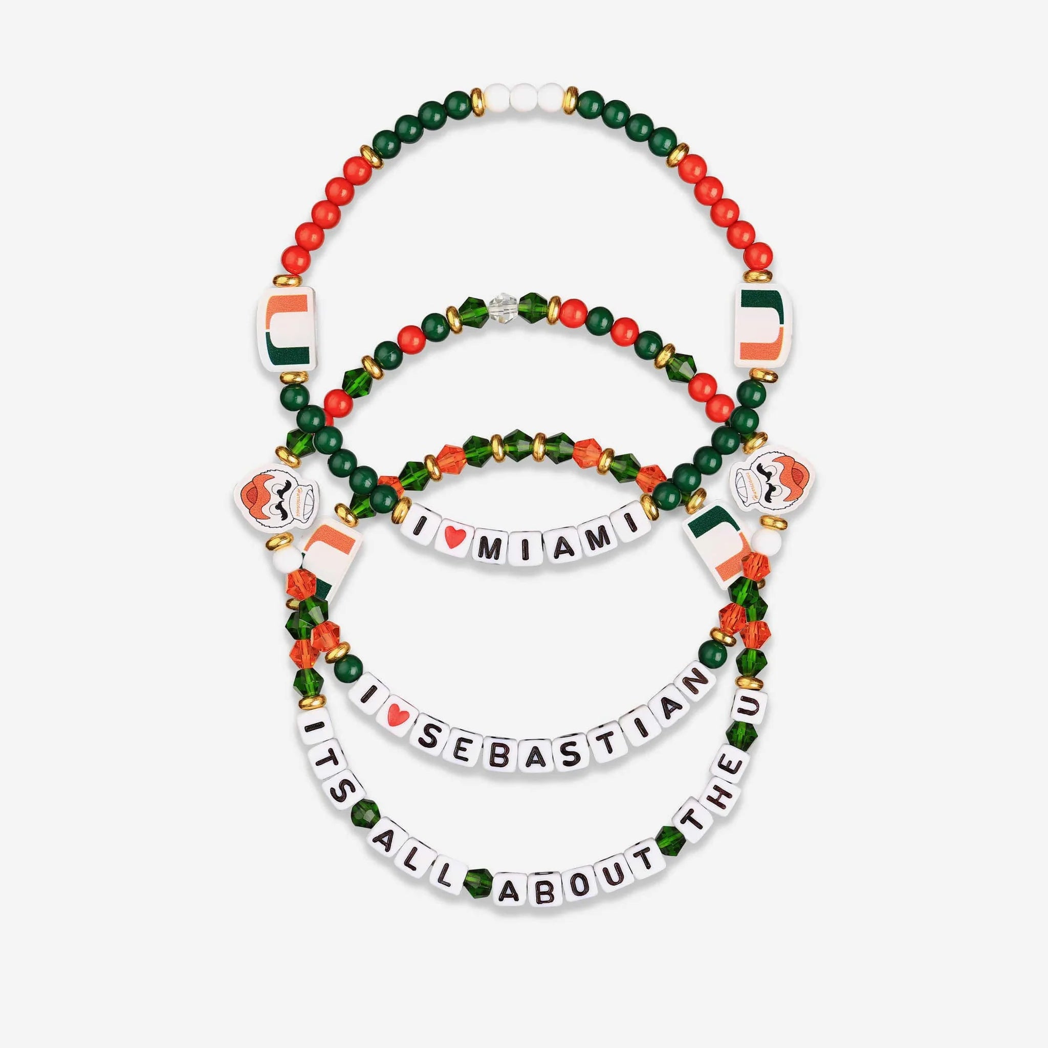 Miami Hurricanes 3 Pack Friendship Bracelets