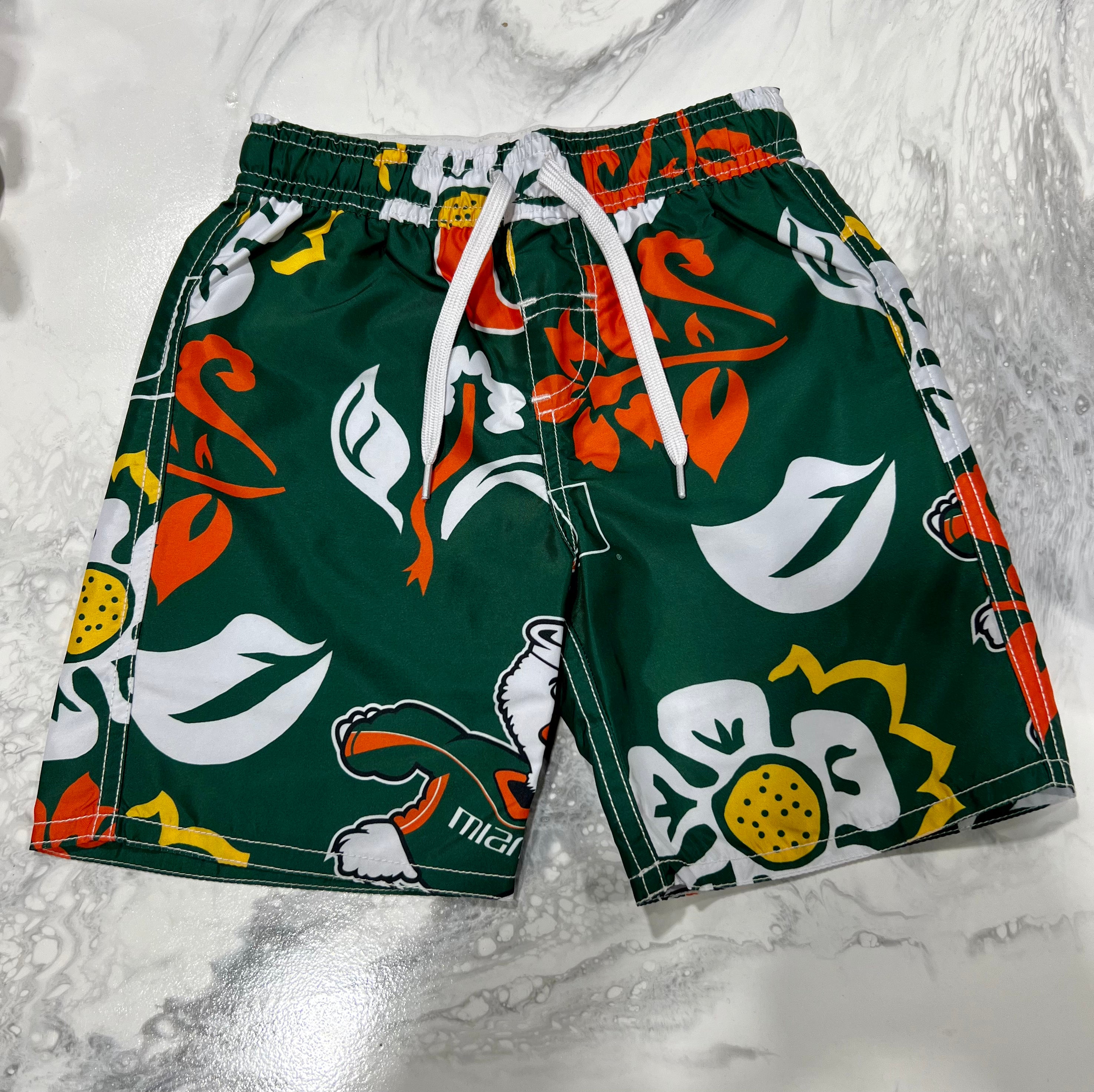 Miami Hurricanes Toddler Floral Volley Evergreen Swim Trunks