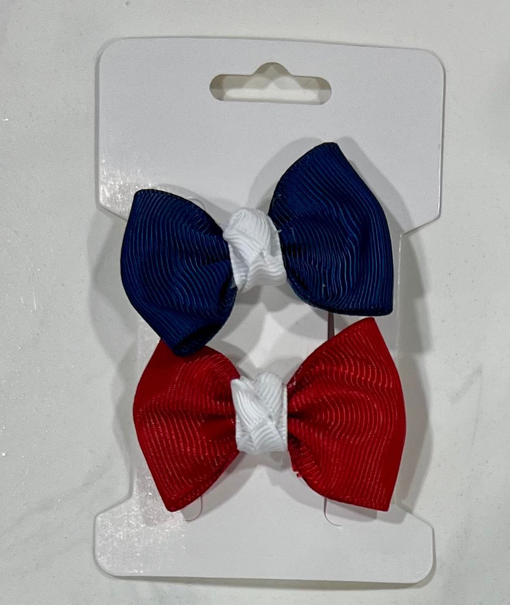 Blue and Red 2 Pack Hair Bow Clips