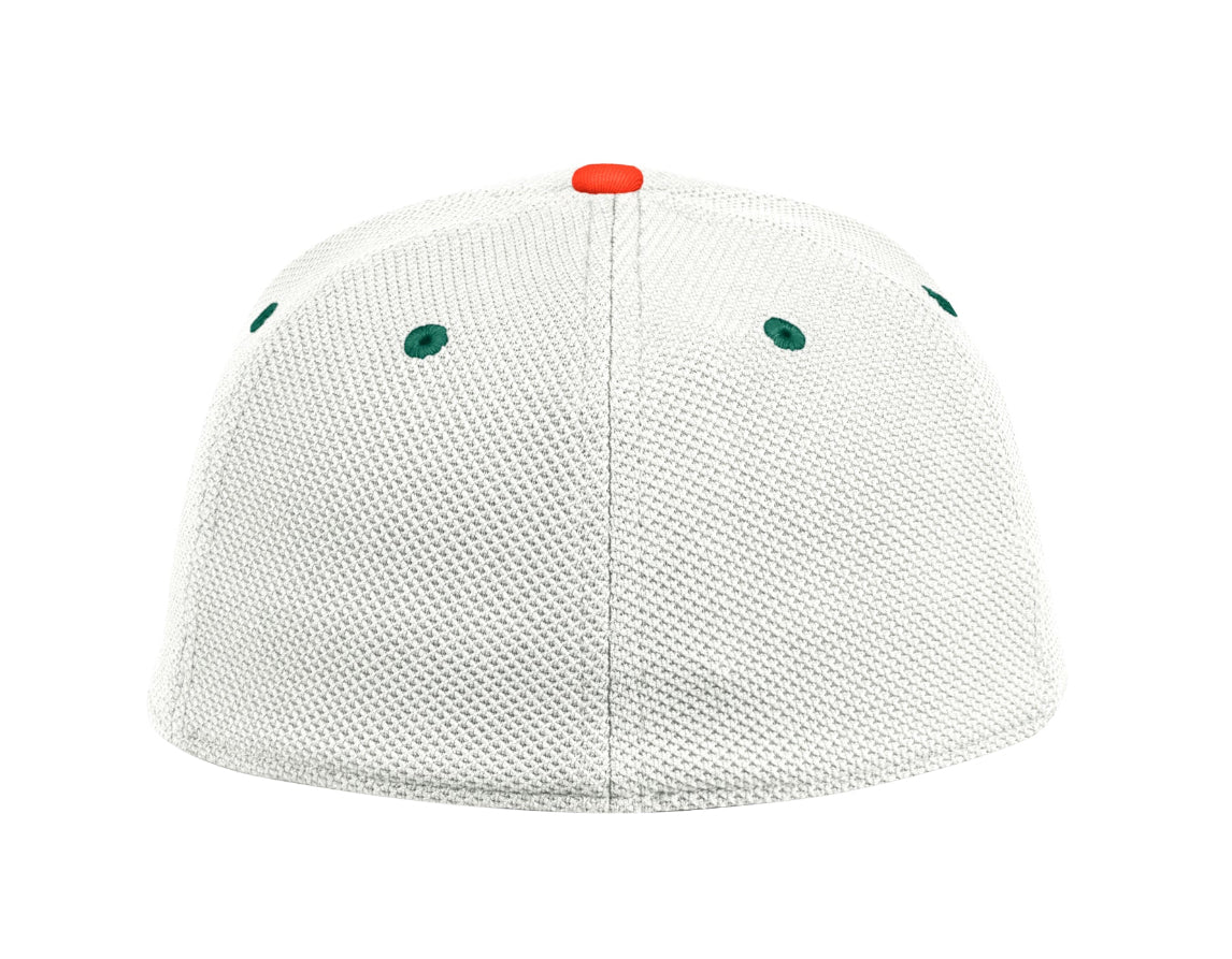 Miami Hurricanes adidas On-Field Fitted Baseball Hat - White/Orange M