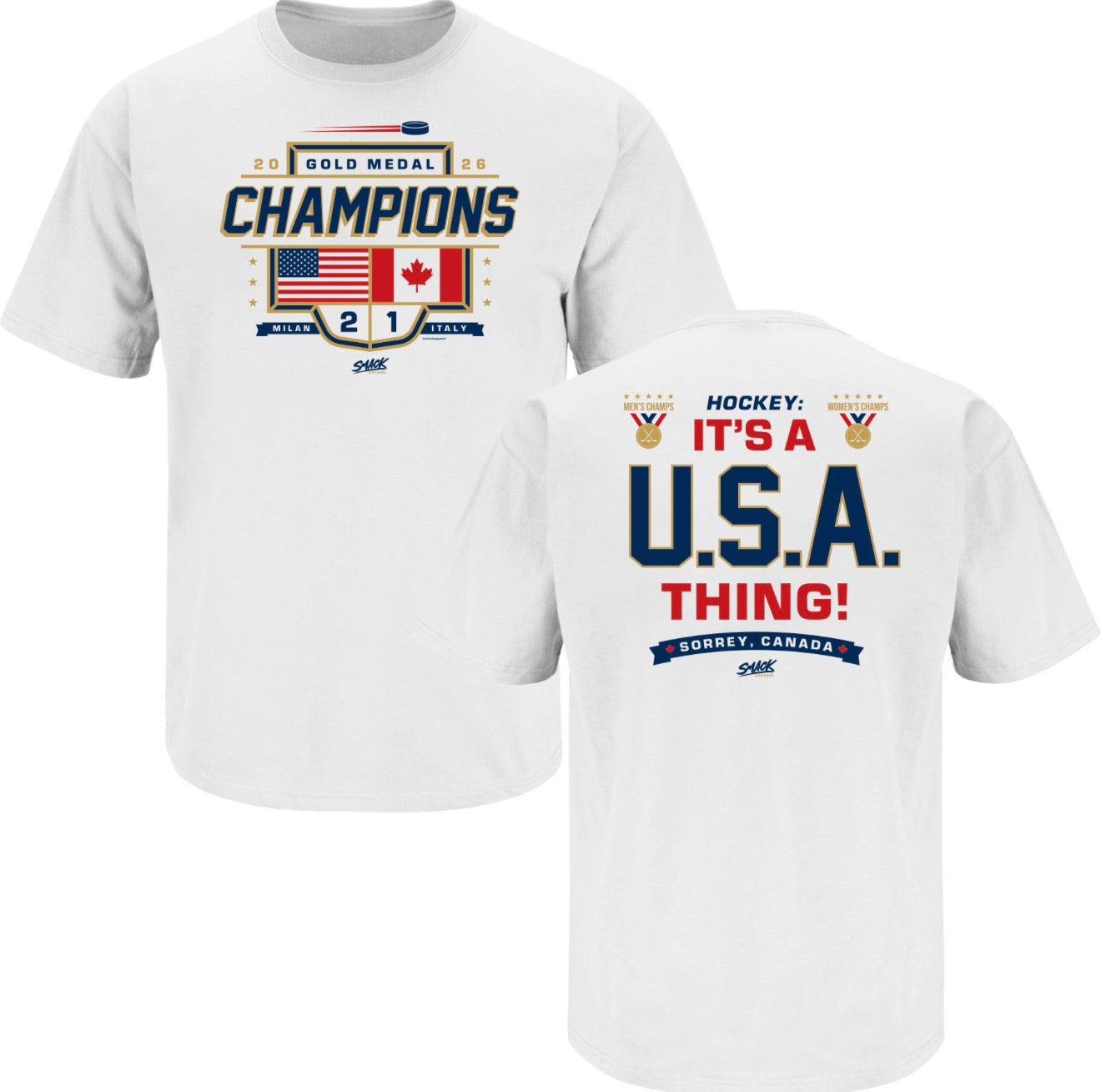 Smack Apparel USA 2-1 Gold Medal T-Shirt - White
