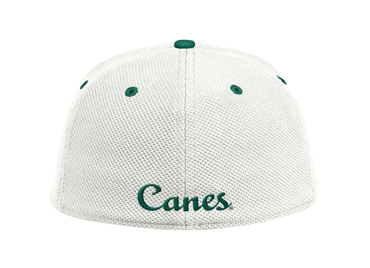 Miami Hurricanes adidas On-Field Baseball Hat - Cream/Green M