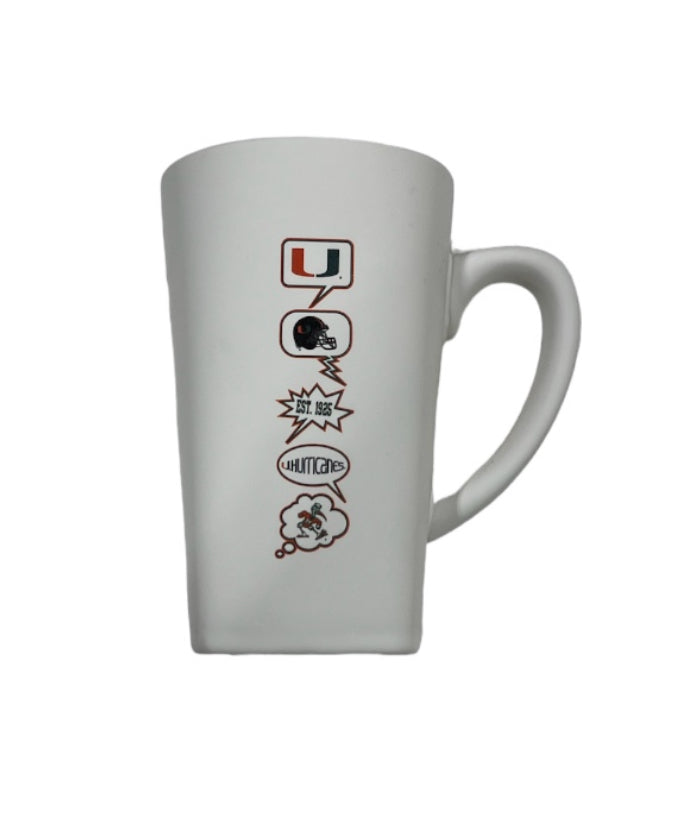 Miami Hurricanes Soft Touch Logos Row 16 oz. Ceramic Mug w/Lid - White