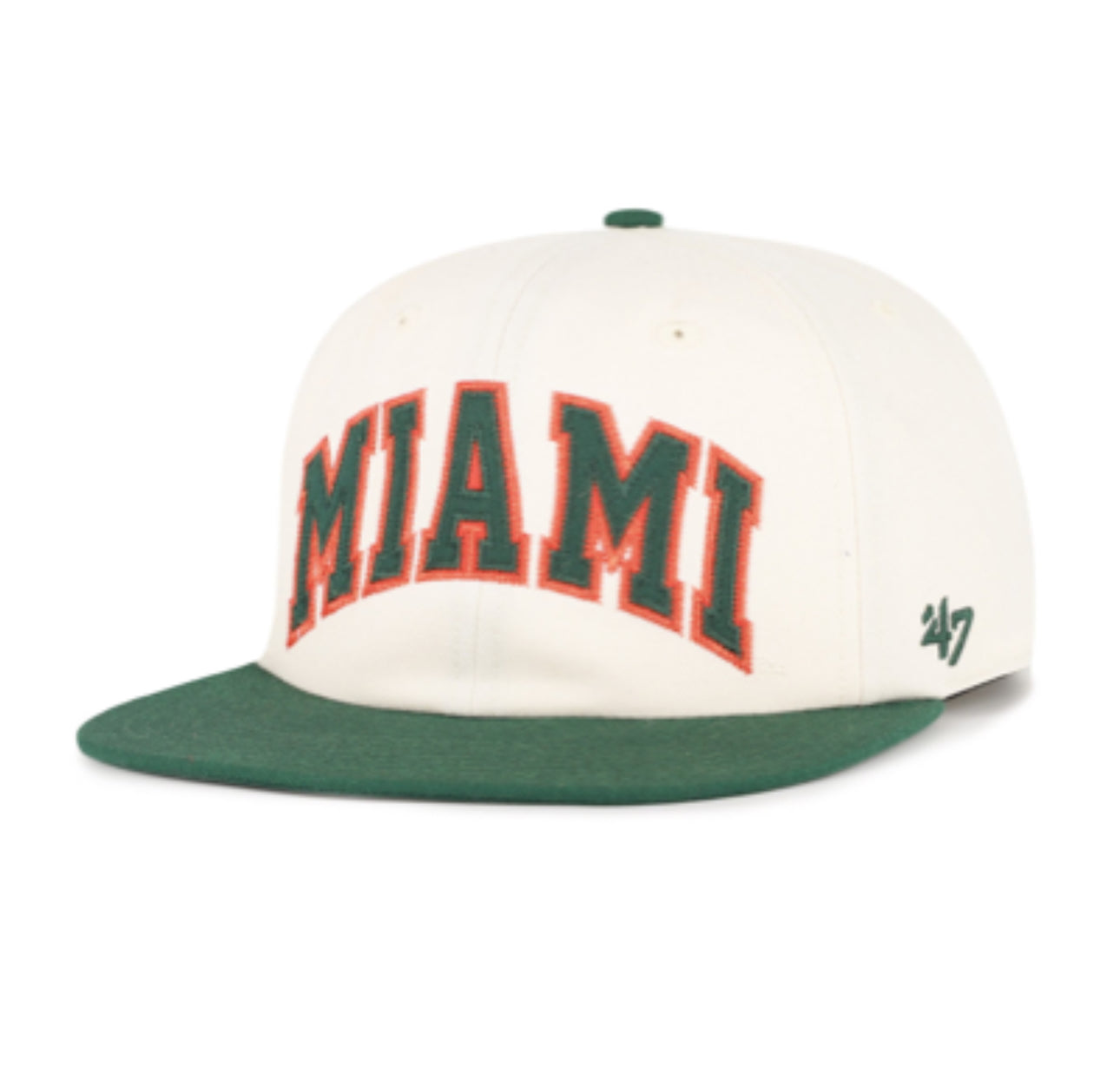 Miami Hurricanes 47 Brand Off Hand Captain Snapback Hat  - Natural/Green