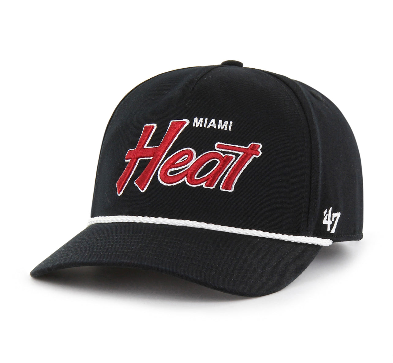 Miami Heat 47 Brand Crosstown Script White Rope Hat - Black