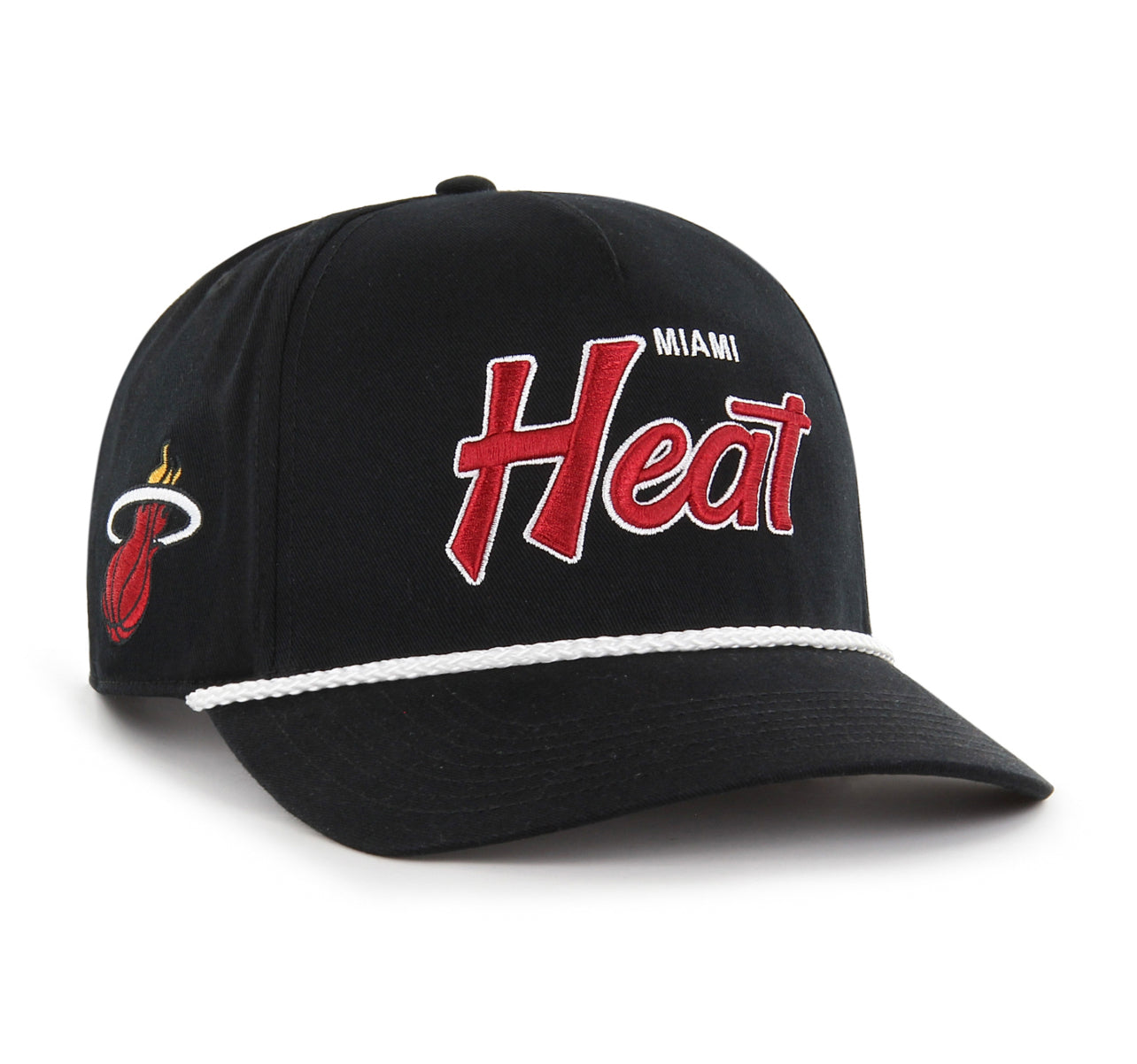 Miami Heat 47 Brand Crosstown Script White Rope Hat - Black
