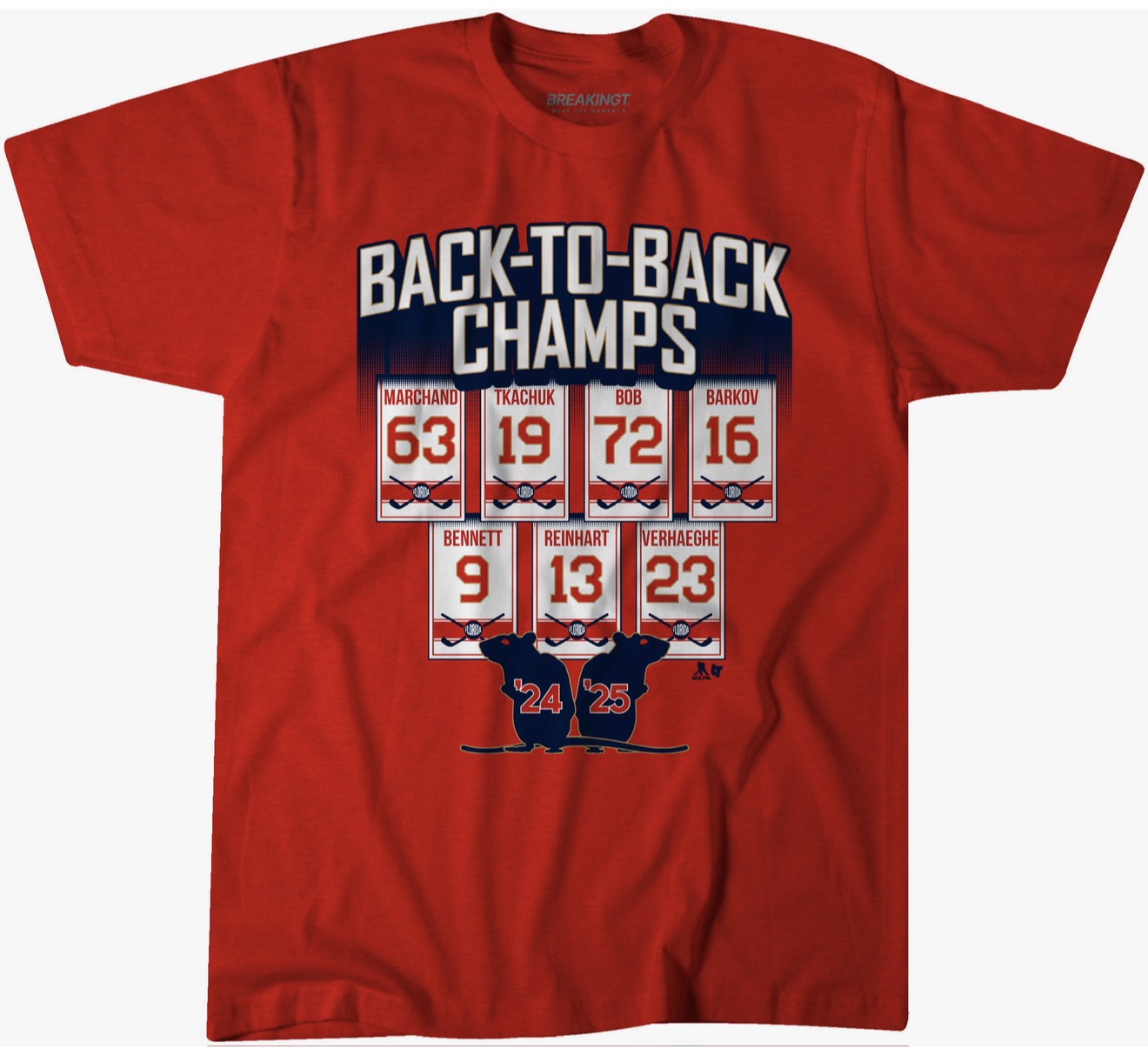 Florida Hockey: 2025 Back to Back Champs T-Shirt - Red