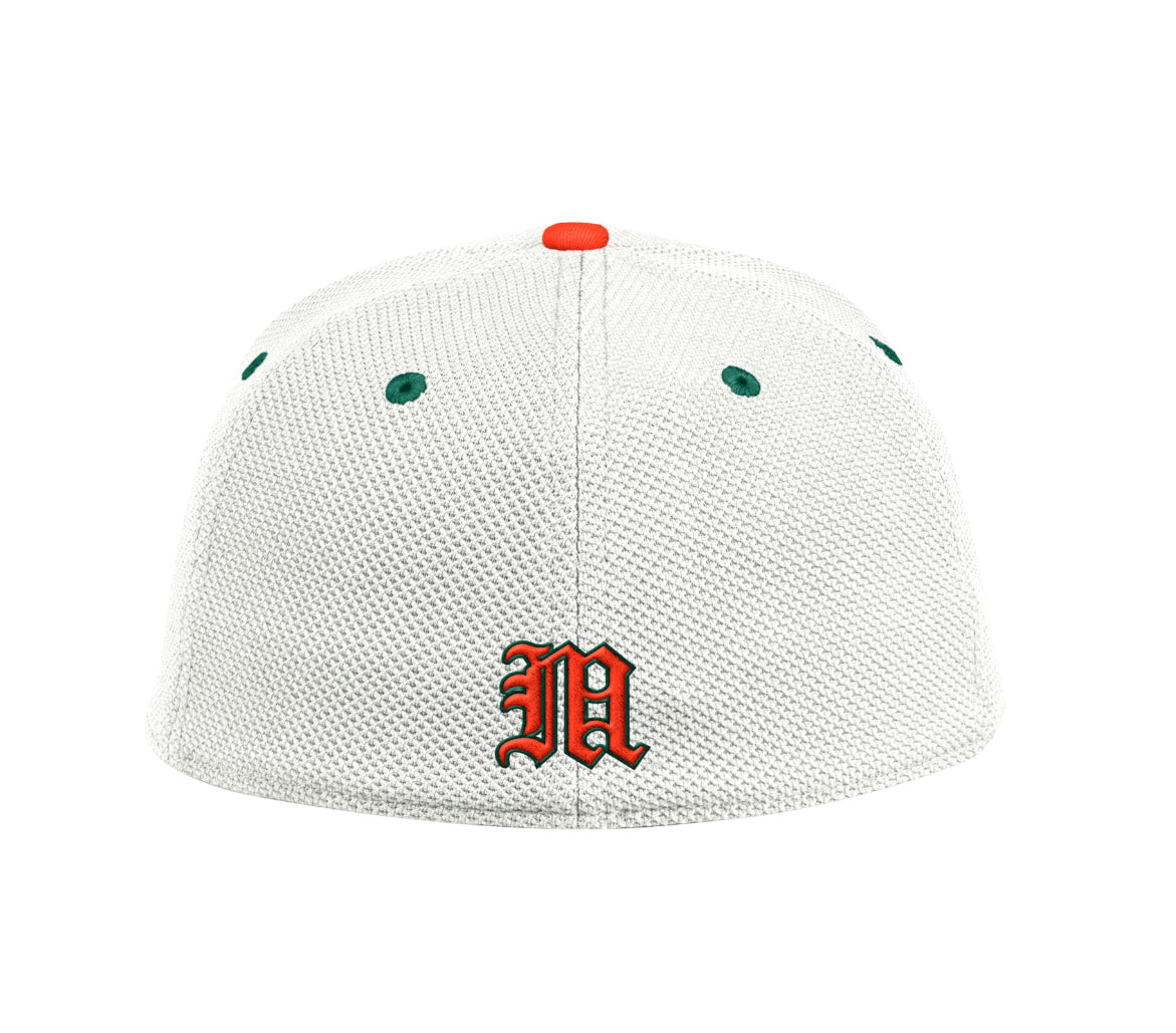 Miami Hurricanes adidas Miami Maniac On-Field Baseball Hat - White