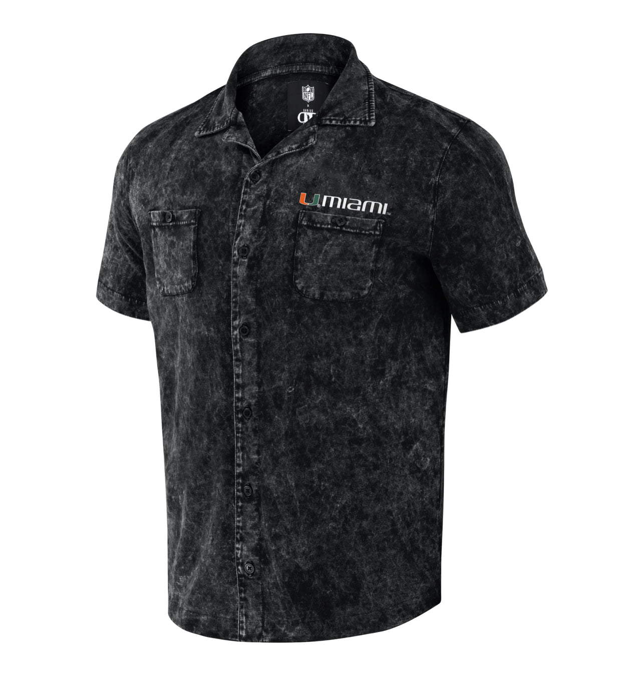 Miami Hurricanes Darius Button Down Shirt - Black Charcoal in