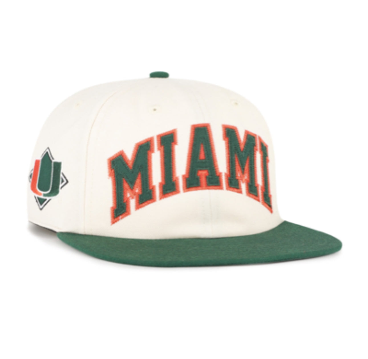 Miami Hurricanes 47 Brand Off Hand Captain Snapback Hat  - Natural/Green