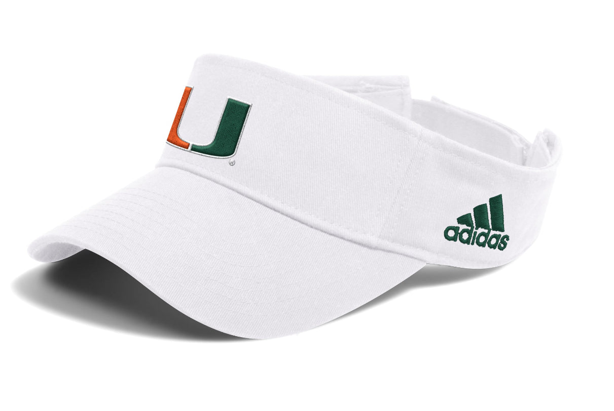 Miami Hurricanes adidas 2024 Team Medium Crown Visor - White