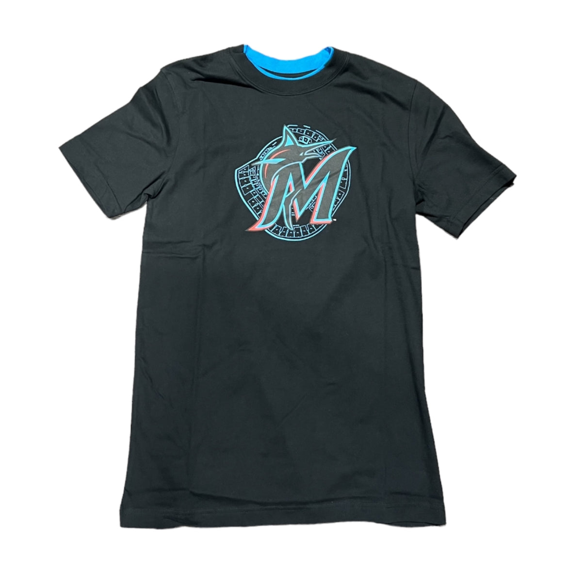 Miami Marlins New Era Stadium Background T-Shirt - Black