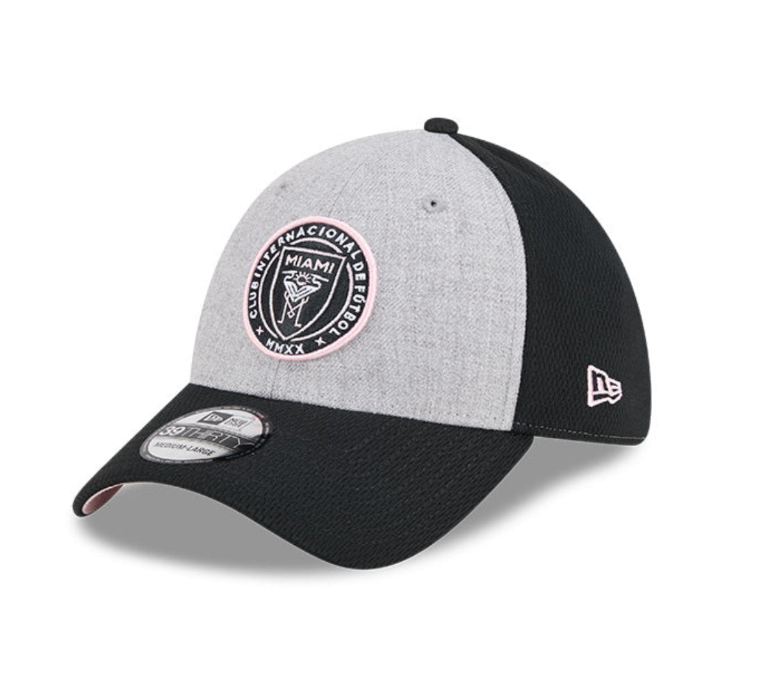 Inter Miami CF New Era 39Thirty Grey Panel Flex Fit Hat - Black/Grey