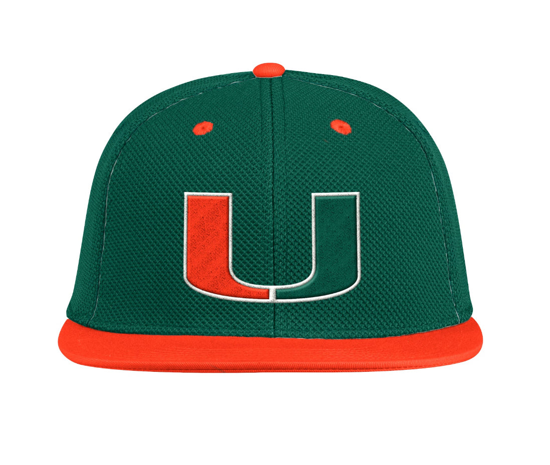 Miami Hurricanes adidas On-Field Baseball Hat - Green