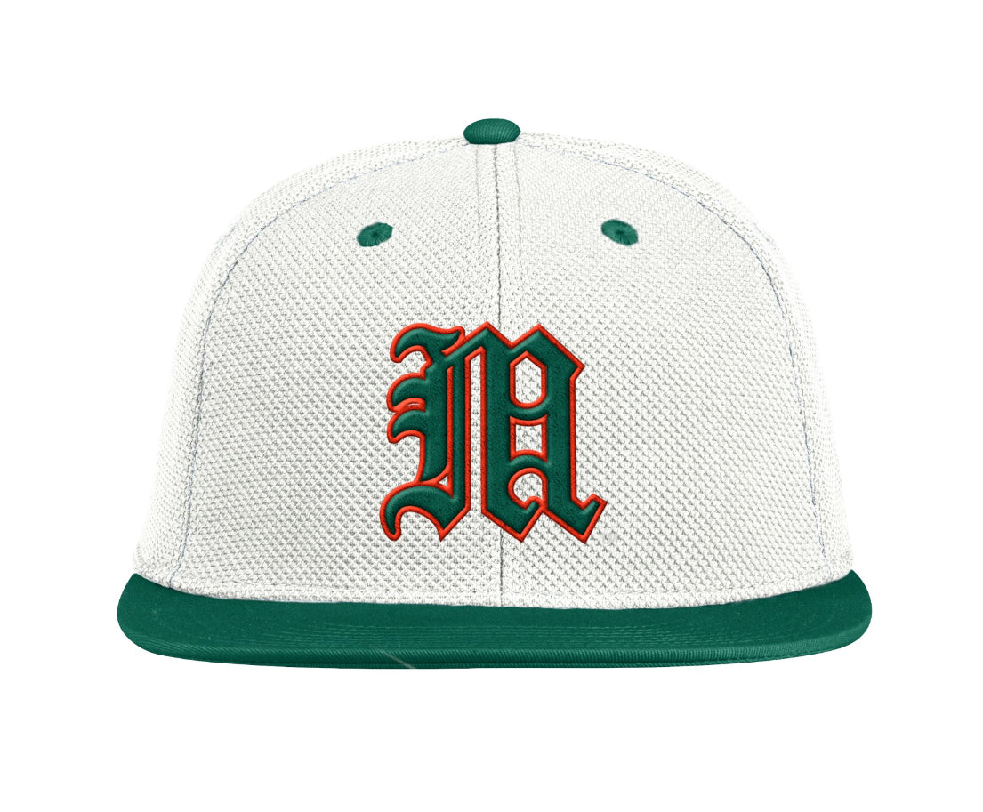 Miami Hurricanes adidas On-Field Baseball Hat - Cream/Green M