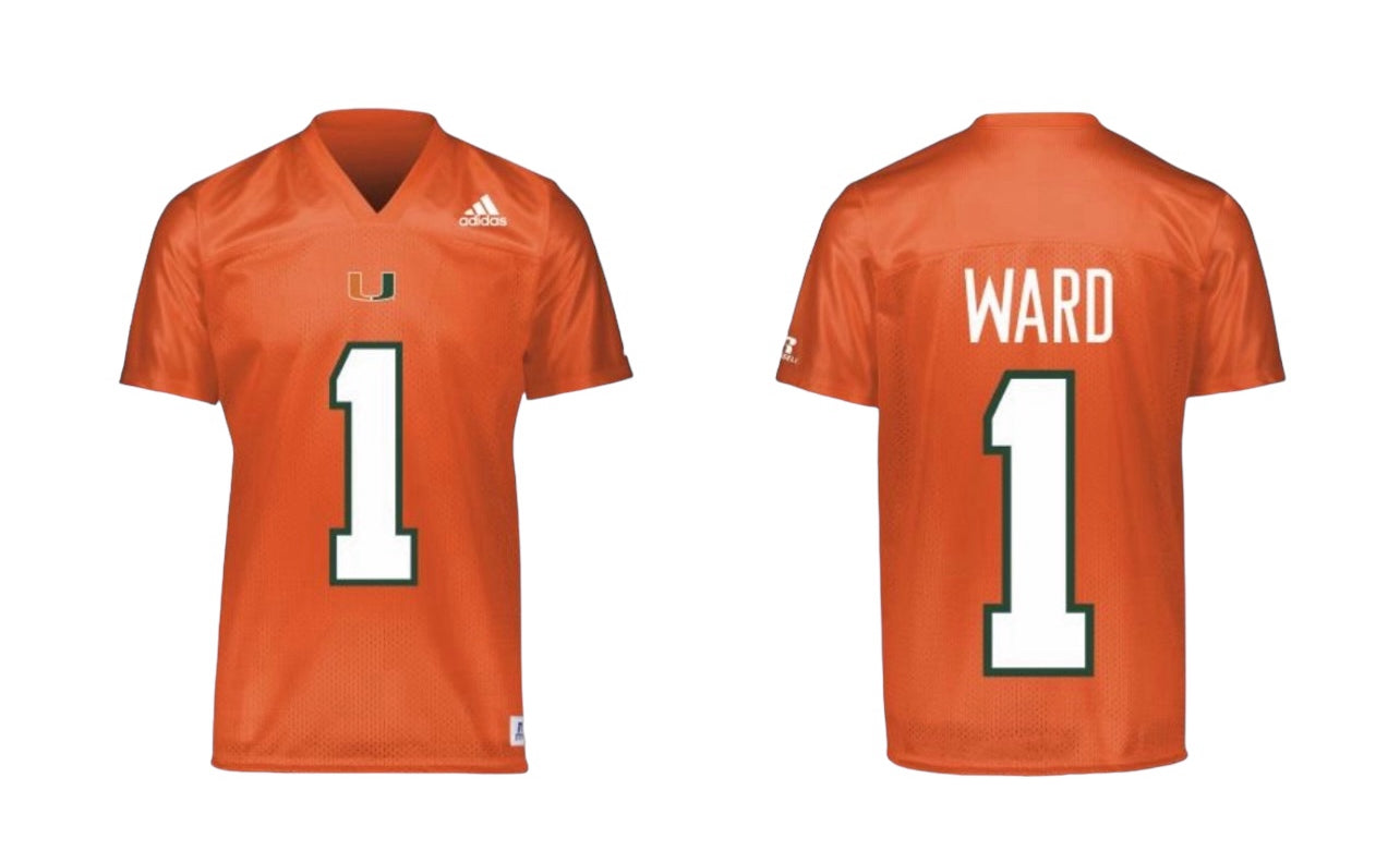 Miami Hurricanes adidas Cam Ward #1 Football Jersey - Orange