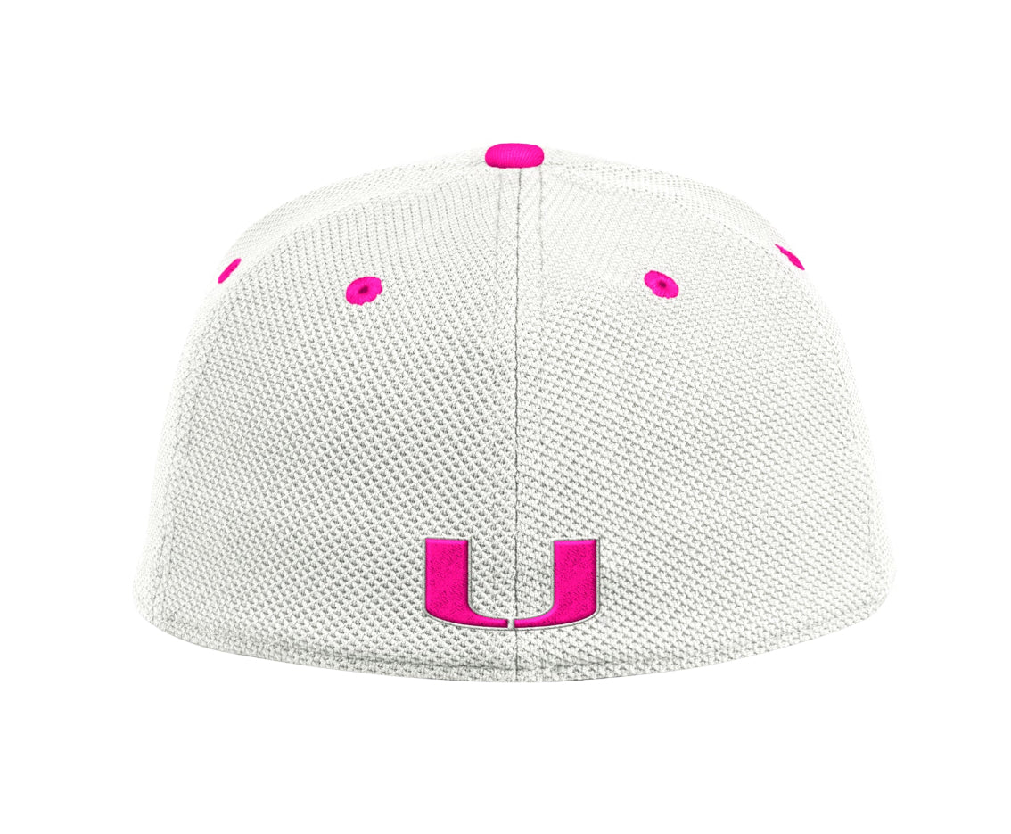 Miami Hurricanes adidas On-Field Baseball hat - White/Pink