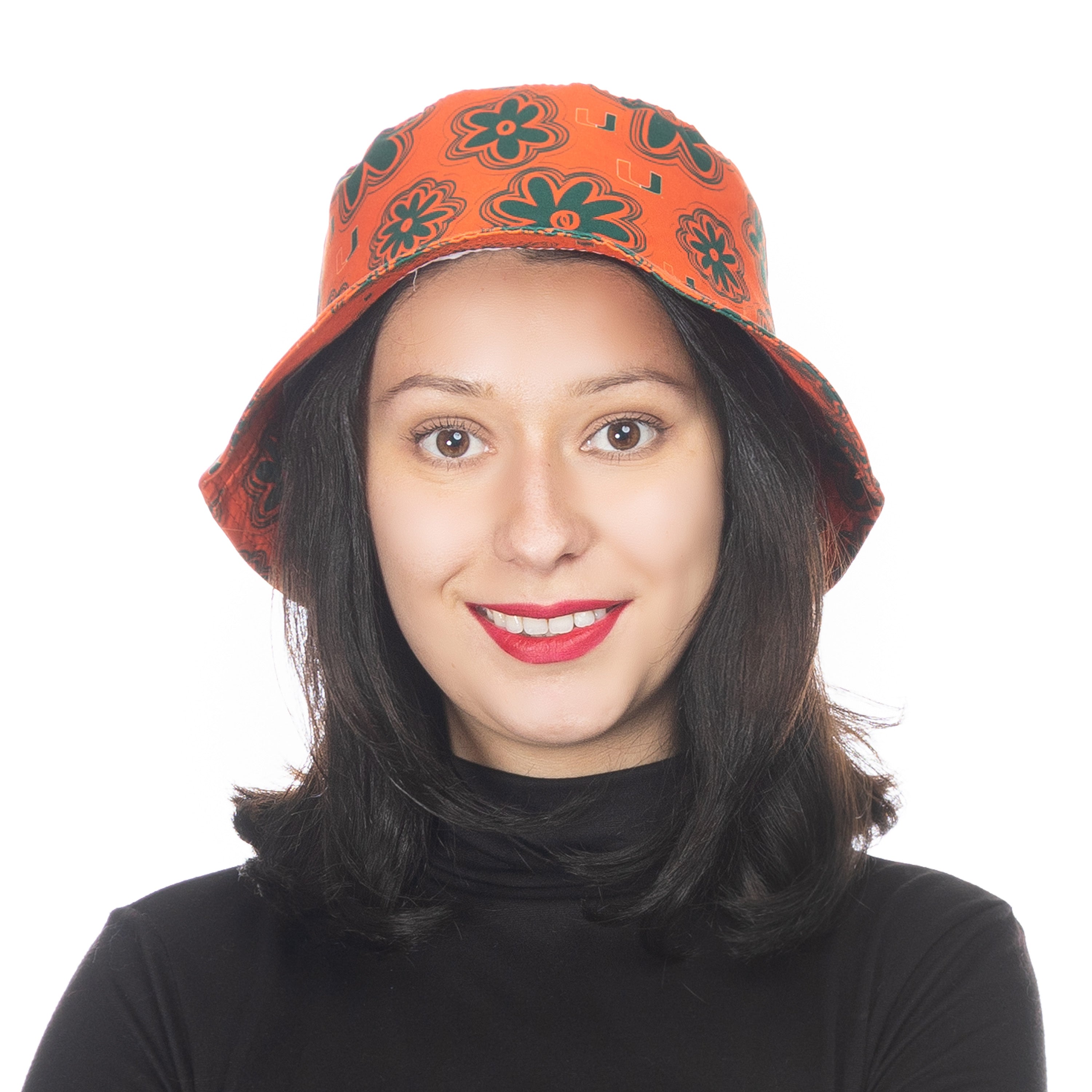 Miami Hurricanes ZooZatz U Flowers Bucket Hat - Orange