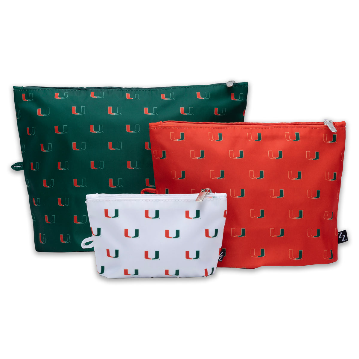 Miami Hurricanes ZooZatz Zippered Pouch Set 3pk