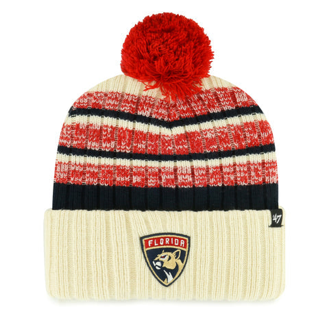 Florida Panthers 47 Brand Natural Tavern Cuffed Beanie - Red/Cream