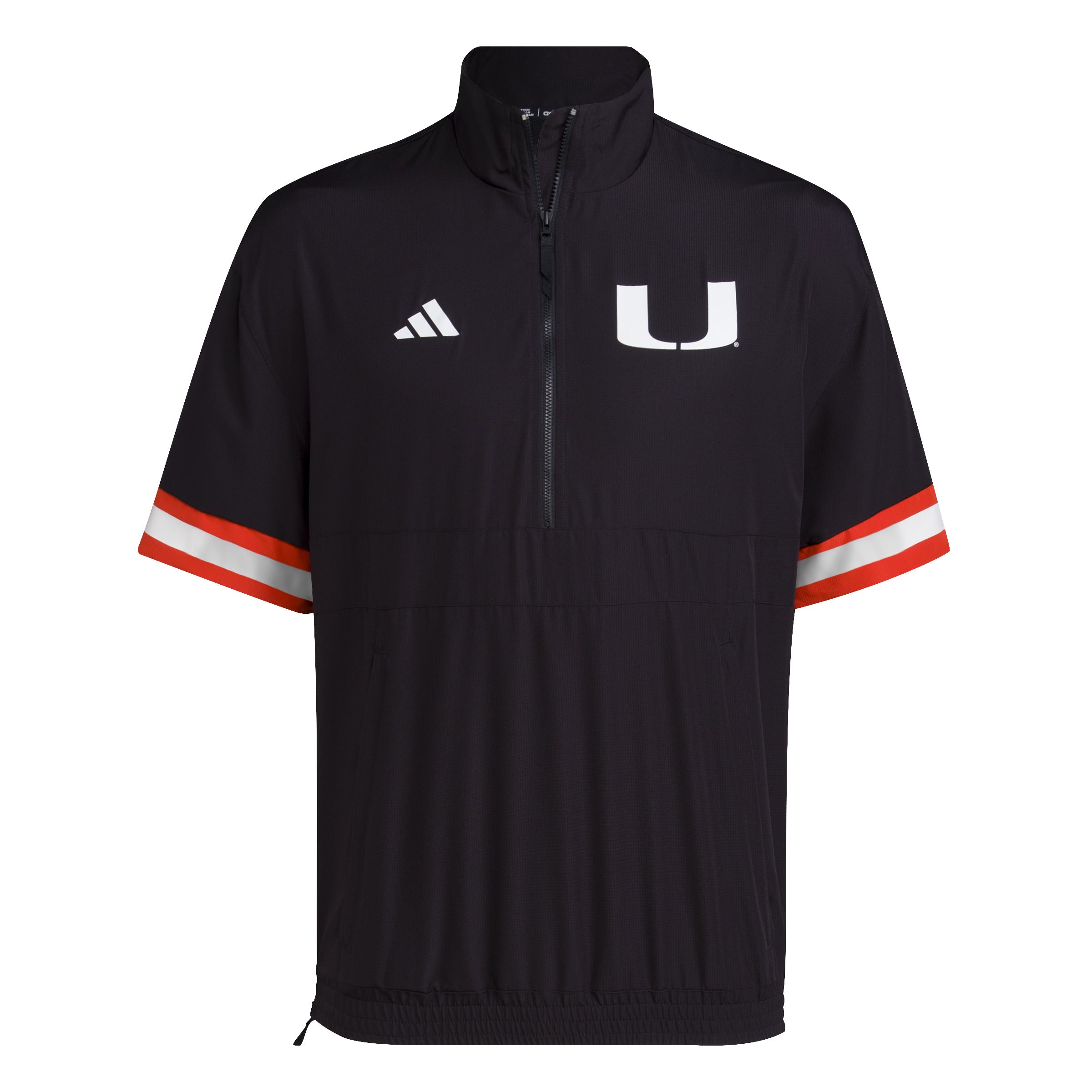 Miami Hurricanes adidas Ghost 1/2 Zip Strategy Top - Black