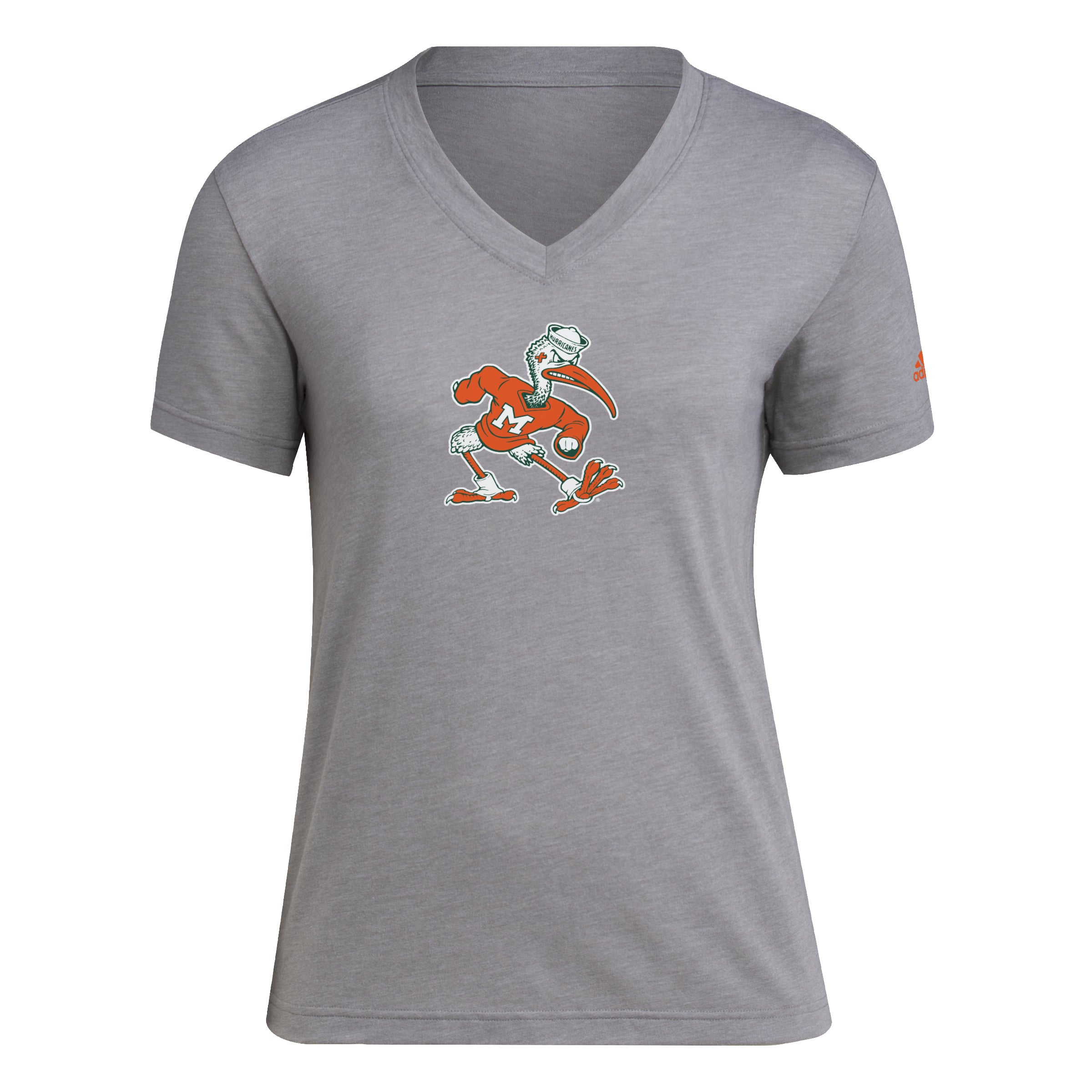 Miami Hurricanes adidas Women's Sebastian Tri-Blend V-Neck T-Shirt - Grey