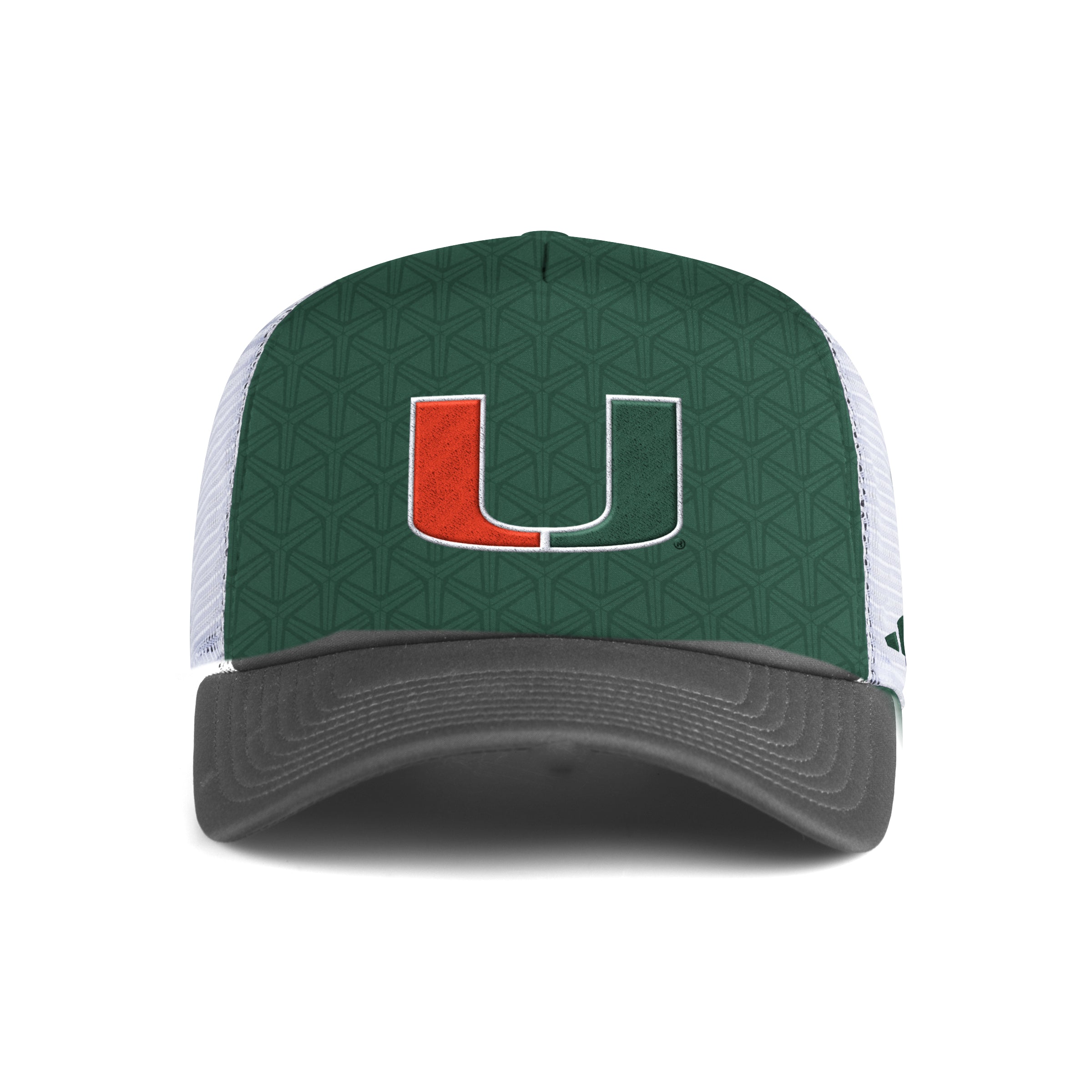 Miami Hurricanes adidas Pattern Foam Trucker Hat - Green/White