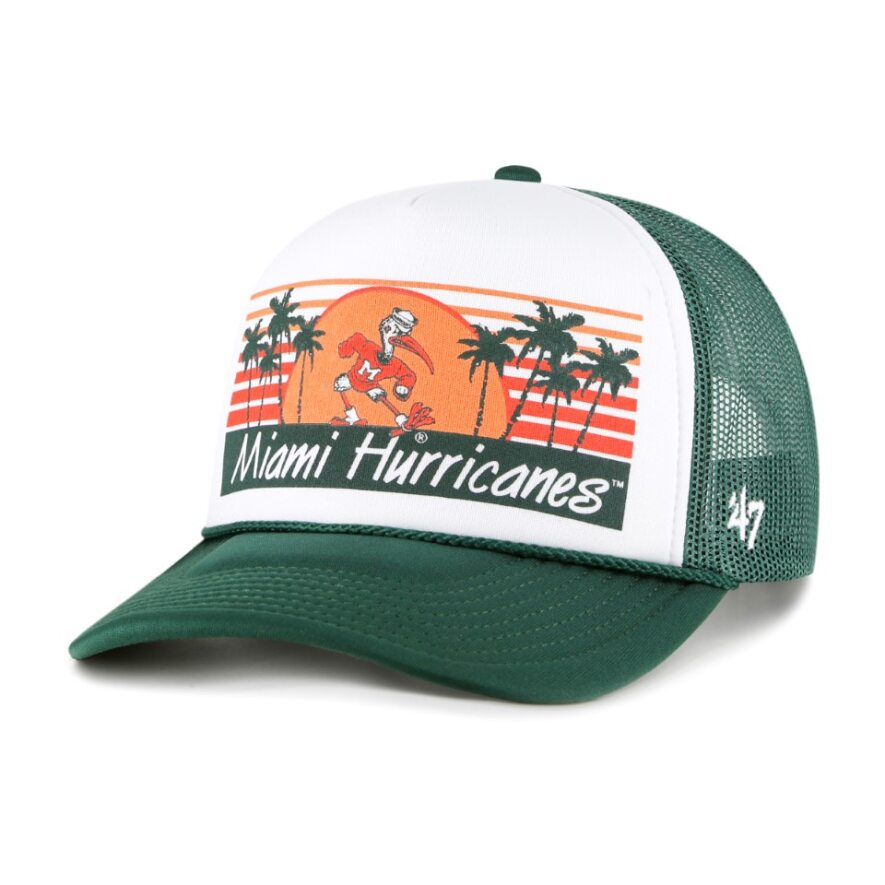Miami Hurricanes 47 Brand Article Sebastian Palm Trees Foam Trucker Hat - Green