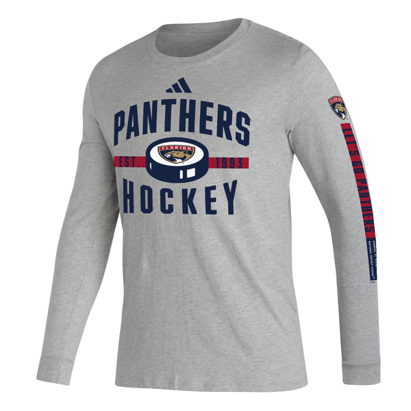 Florida Panthers Adidas Hockey Puck Shield LS T-Shirt - Grey XL
