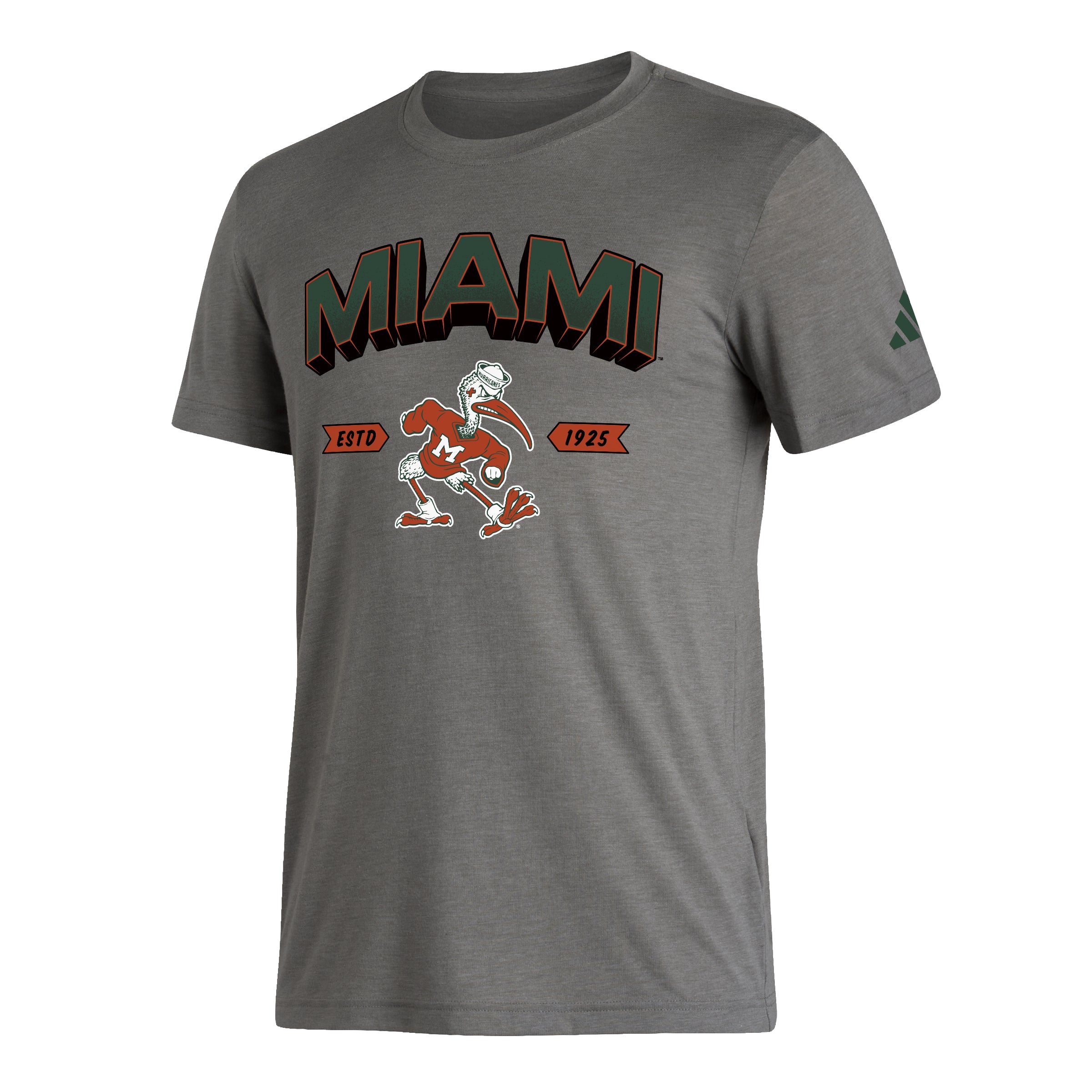 Miami Hurricanes adidas Mighty Mascot Tri-Blend T-Shirt - Grey