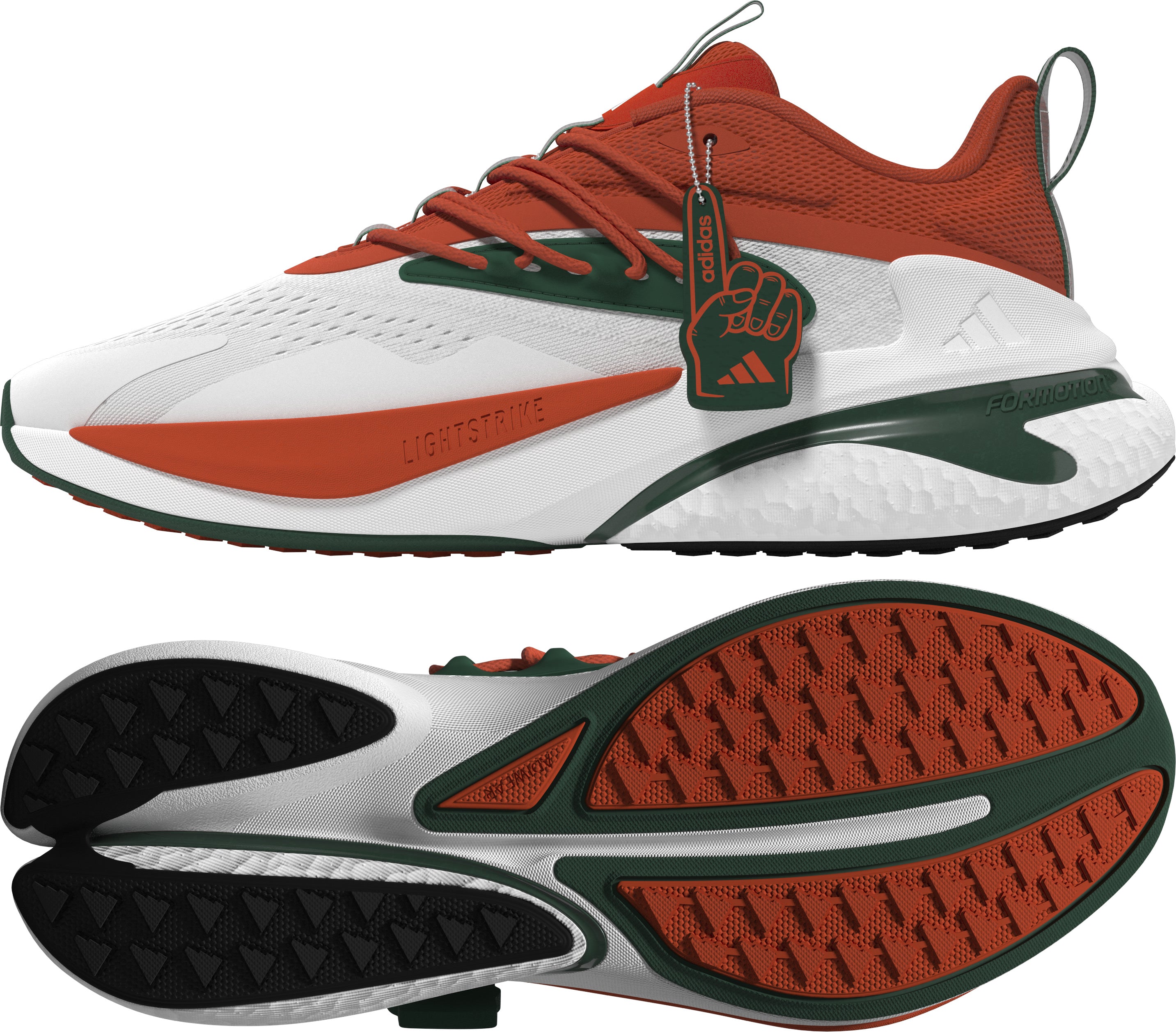 Miami Hurricanes adidas 2024 AlphaBoost V2 Shoes - White/Orange