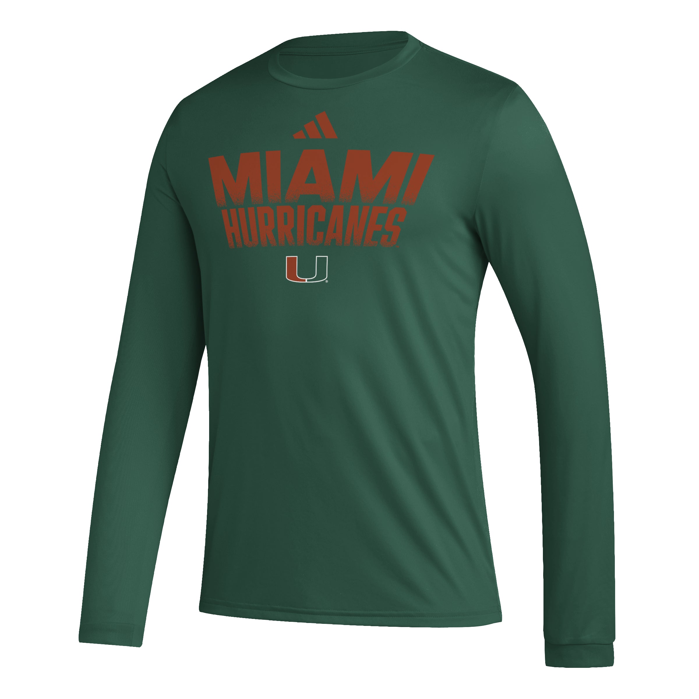 Miami Hurricanes adidas Aeroready Pregame L/S T-Shirt - Green