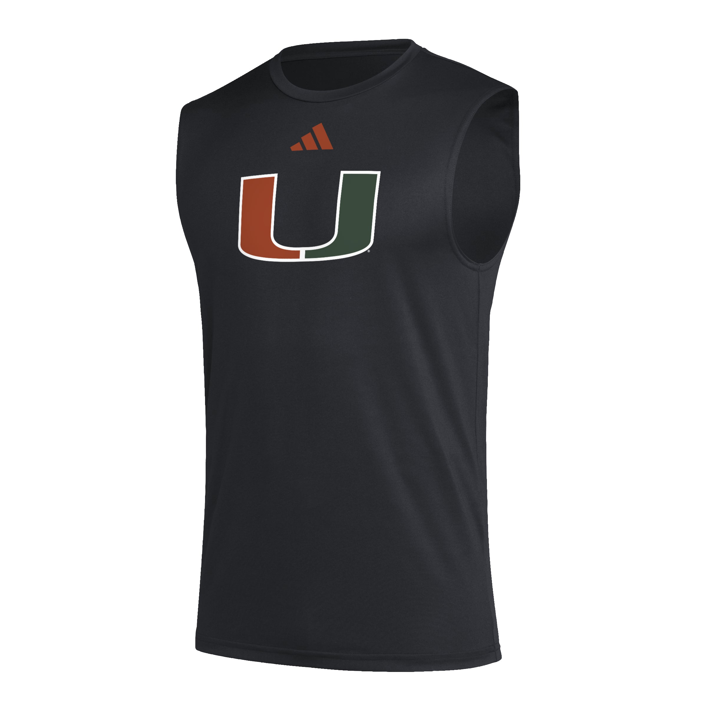 Miami Hurricanes adidas Primary Logo Pregame Sleeveless T-Shirt - Black