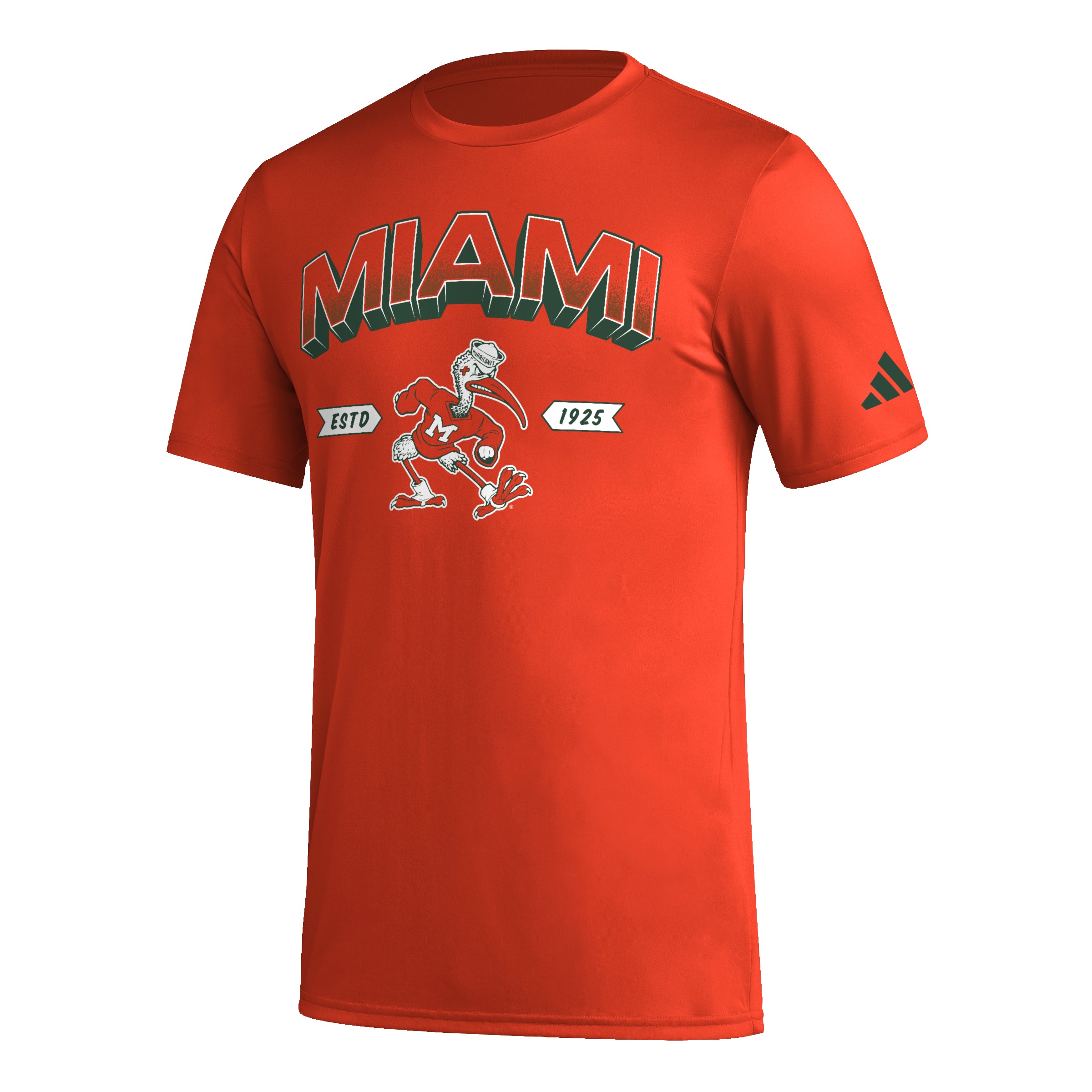 Miami Hurricanes adidas Mighty Mascot Pregame Aeroready T-Shirt - Orange
