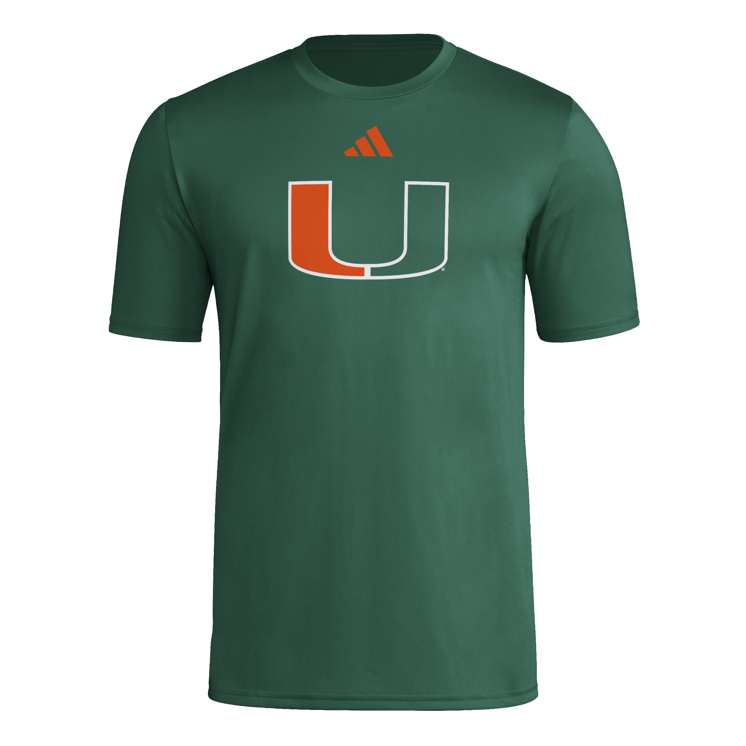 Miami Hurricanes adidas Primary Logo Pregame T-Shirt - Green