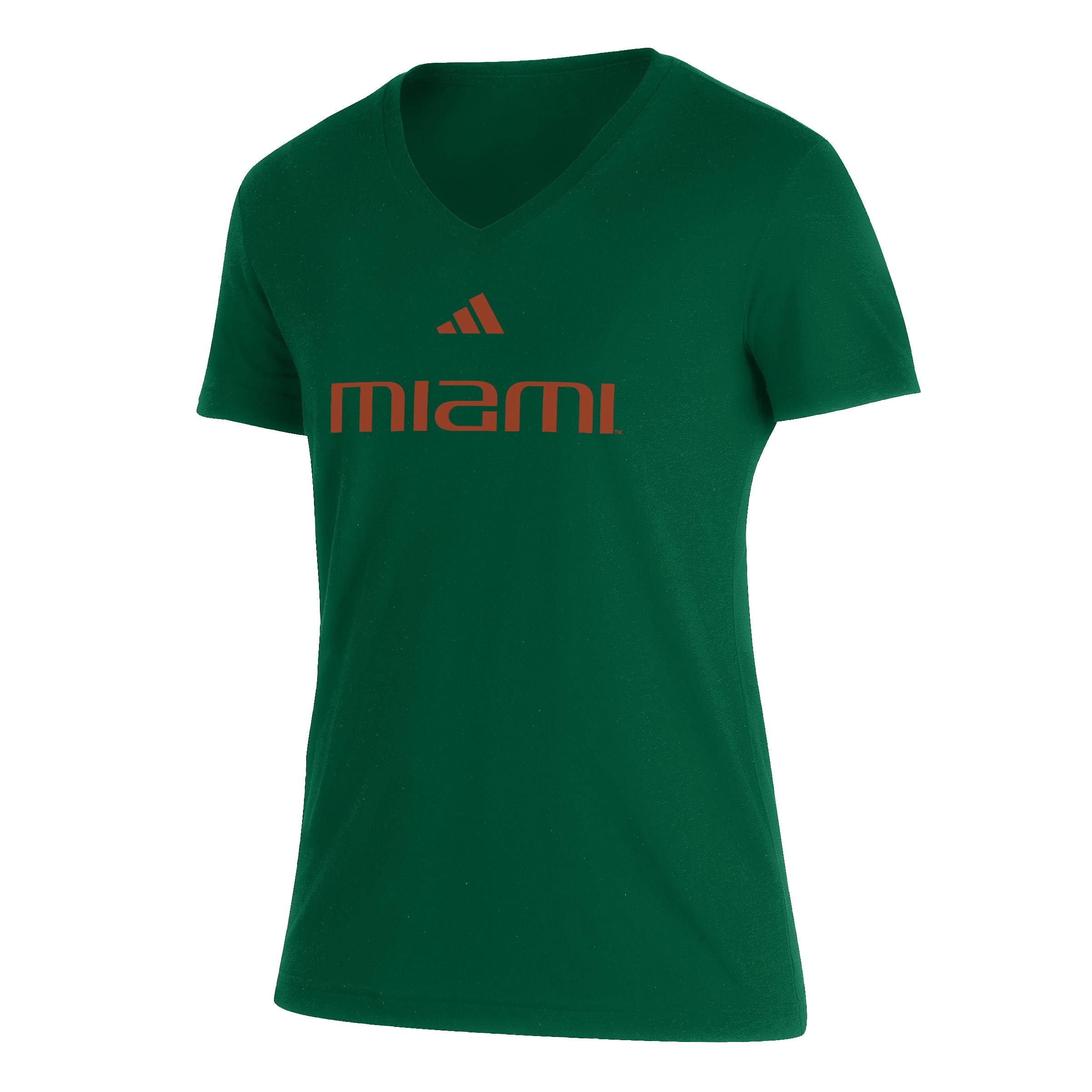 Miami Hurricanes adidas Women's Wordmark Tri-Blend V-Neck T-Shirt - Green