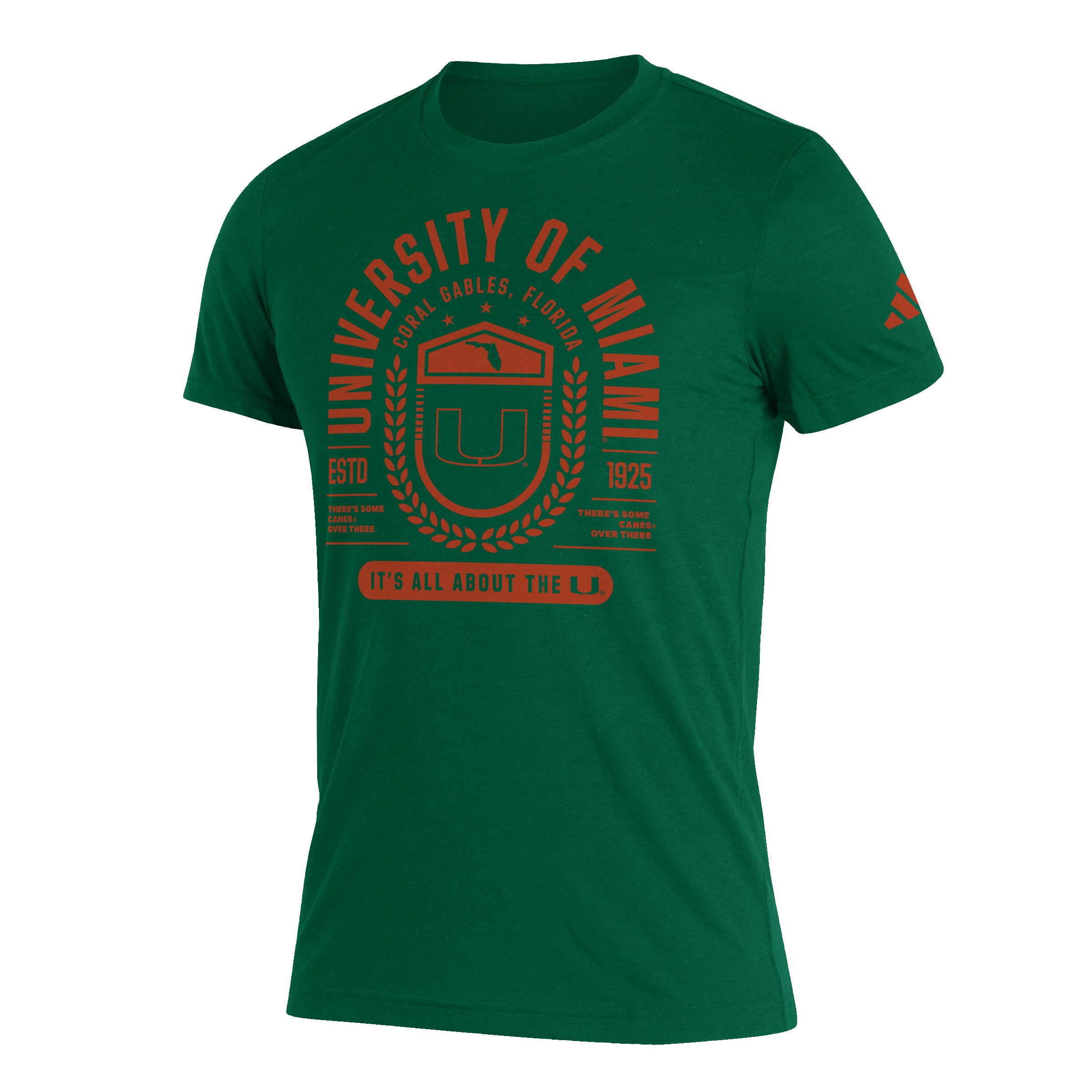 Miami Hurricanes adidas All About The U Shield Tri-Blend T-Shirt - Green