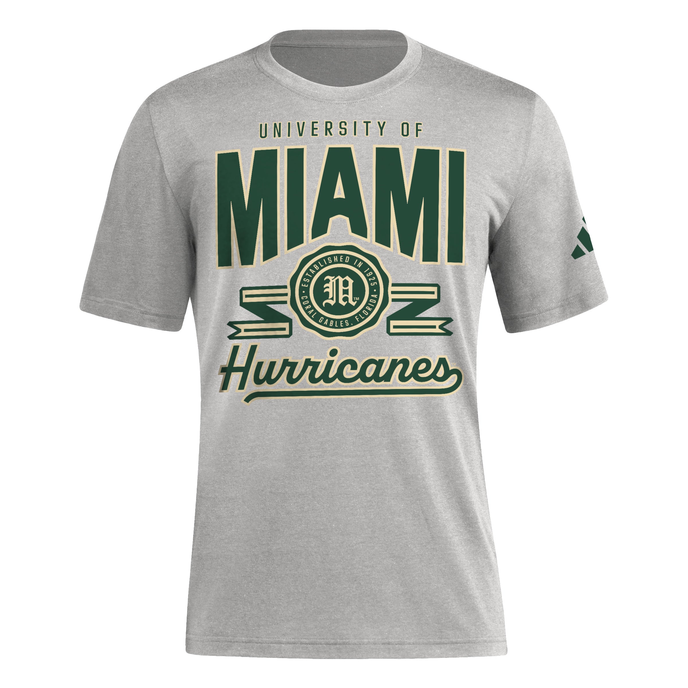 Miami Hurricanes adidas Vintage Script Tri-Blend T-Shirt - Grey